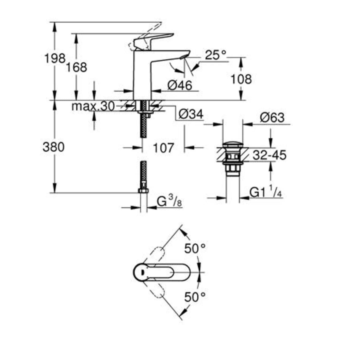 Tvättställsblandare Grohe Start Edge Mid 23775