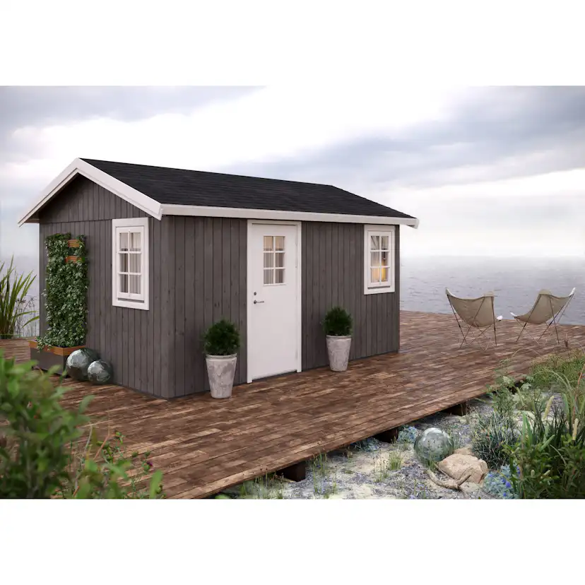 Friggebod Palmako Hedwig 13,6 m² Komplett Stuga med Sadeltak