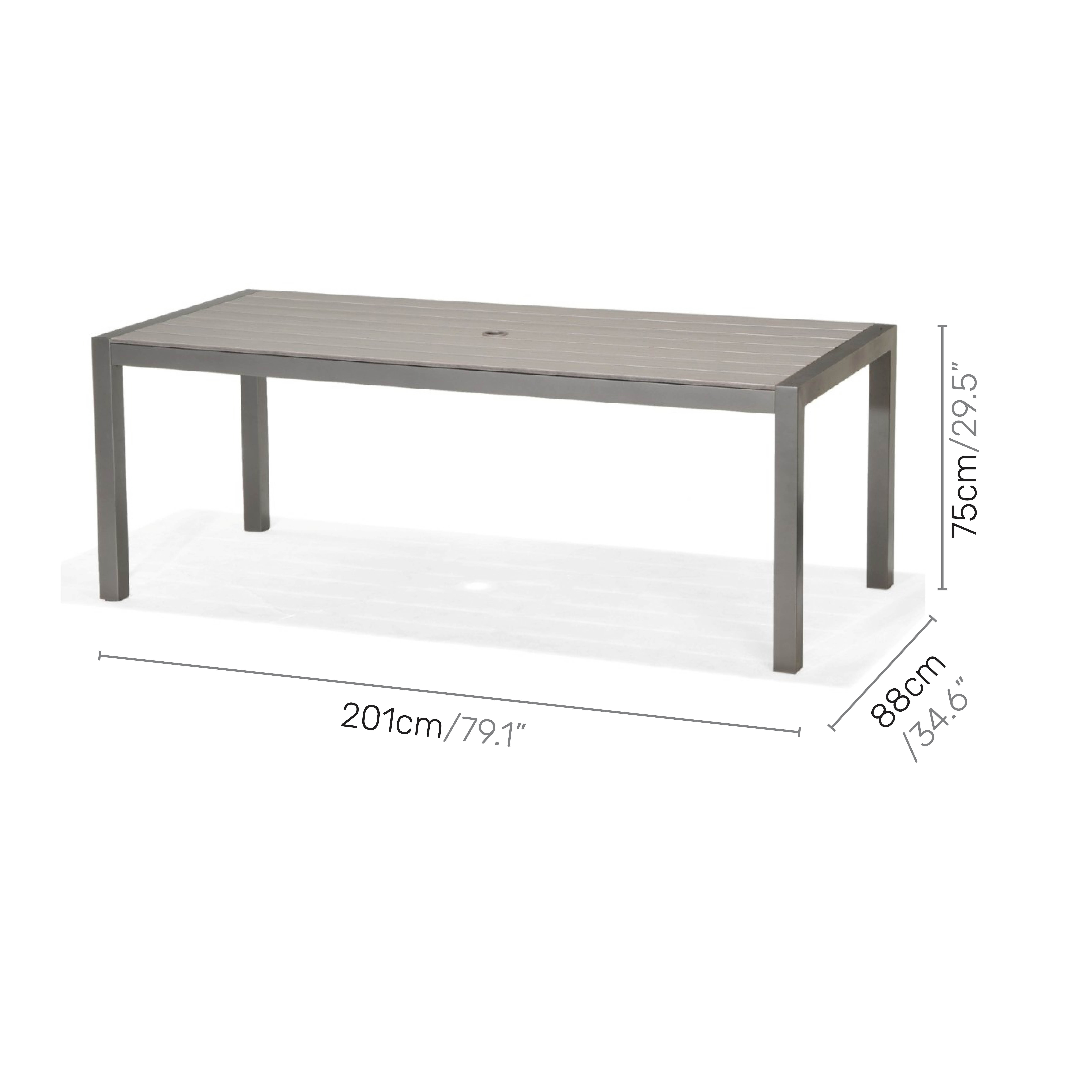 Matgrupp LifestyleGarden Solana 200 cm med 6 Positionsstolar