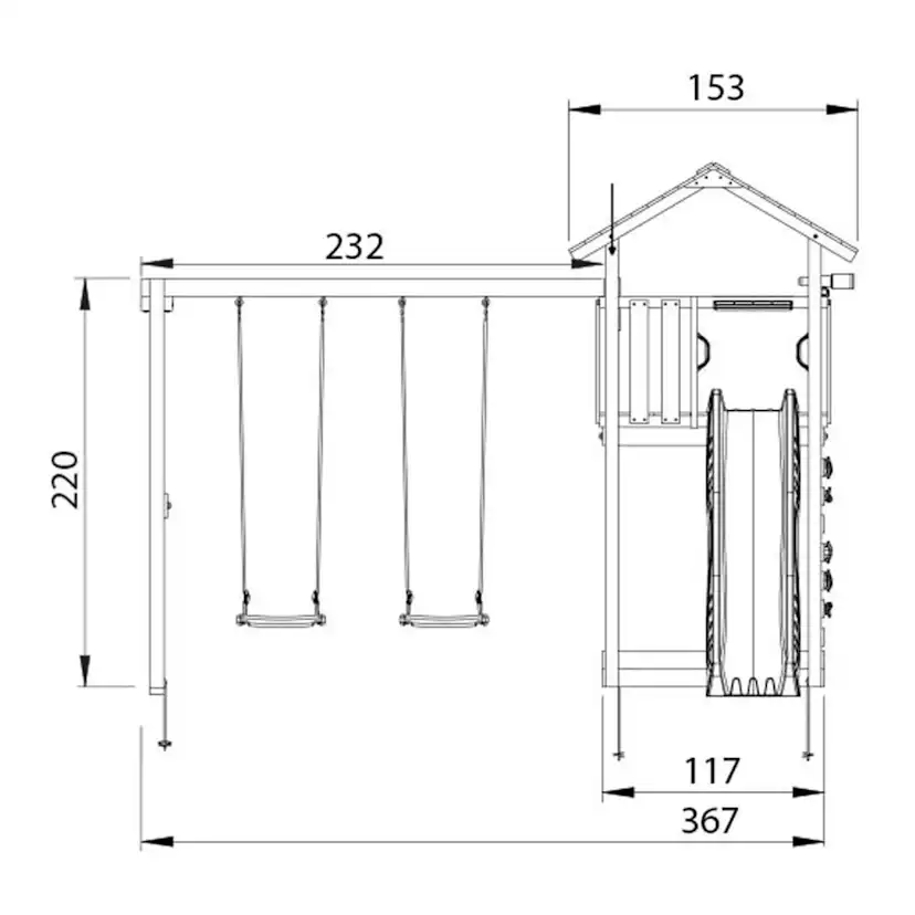 Lektorn Jungle Gym Cottage 2.1 Gungmodul & Gul Rutschkana
