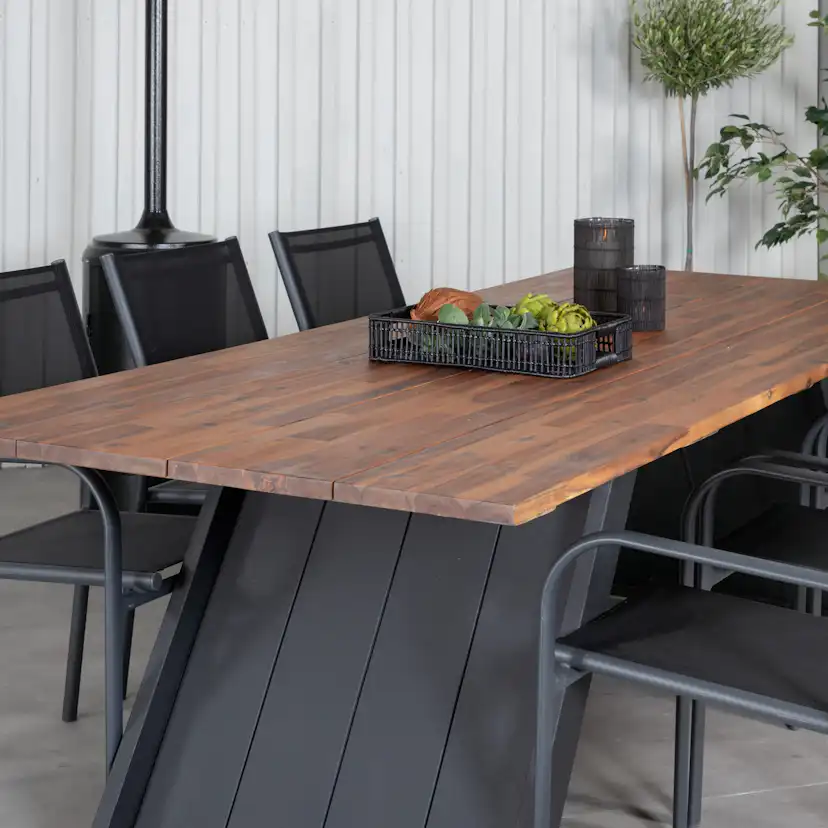 Matgrupp Utomhus Venture Home Doni med 6 Samba Stapelbara Trädgårdsstolar