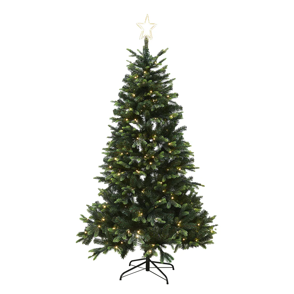 Julgran plast PE/PVC Klass A+ 180x122 cm m/LED och stjärna 180x106 cm