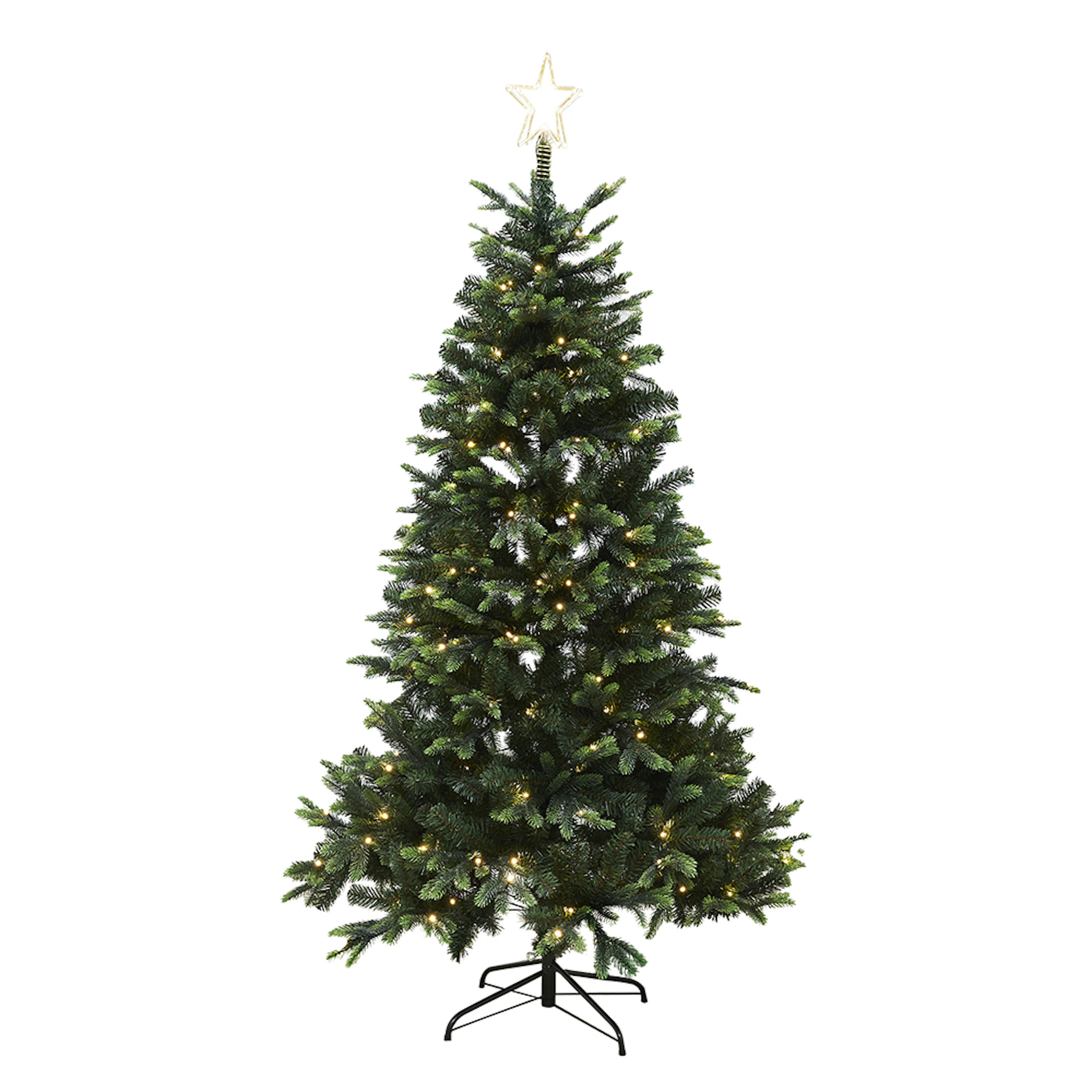 Julgran plast PE/PVC Klass A+ 180x122 cm m/LED och stjärna 180x106 cm