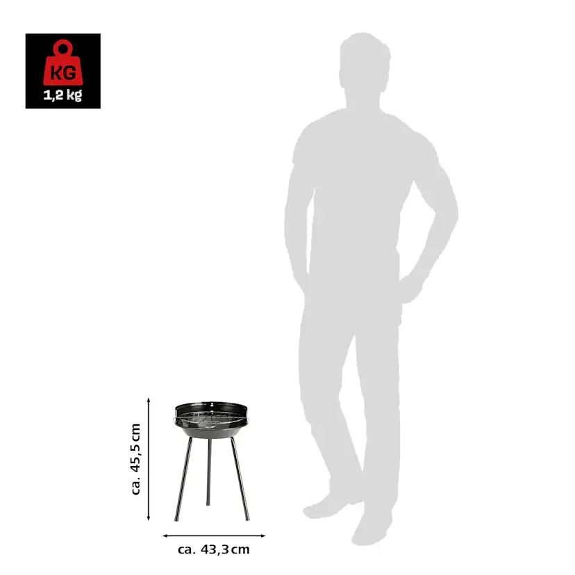 Kolgrill Landmann Picnic BBQ Portabel Grill, Justerbar Höjd & Vindskydd