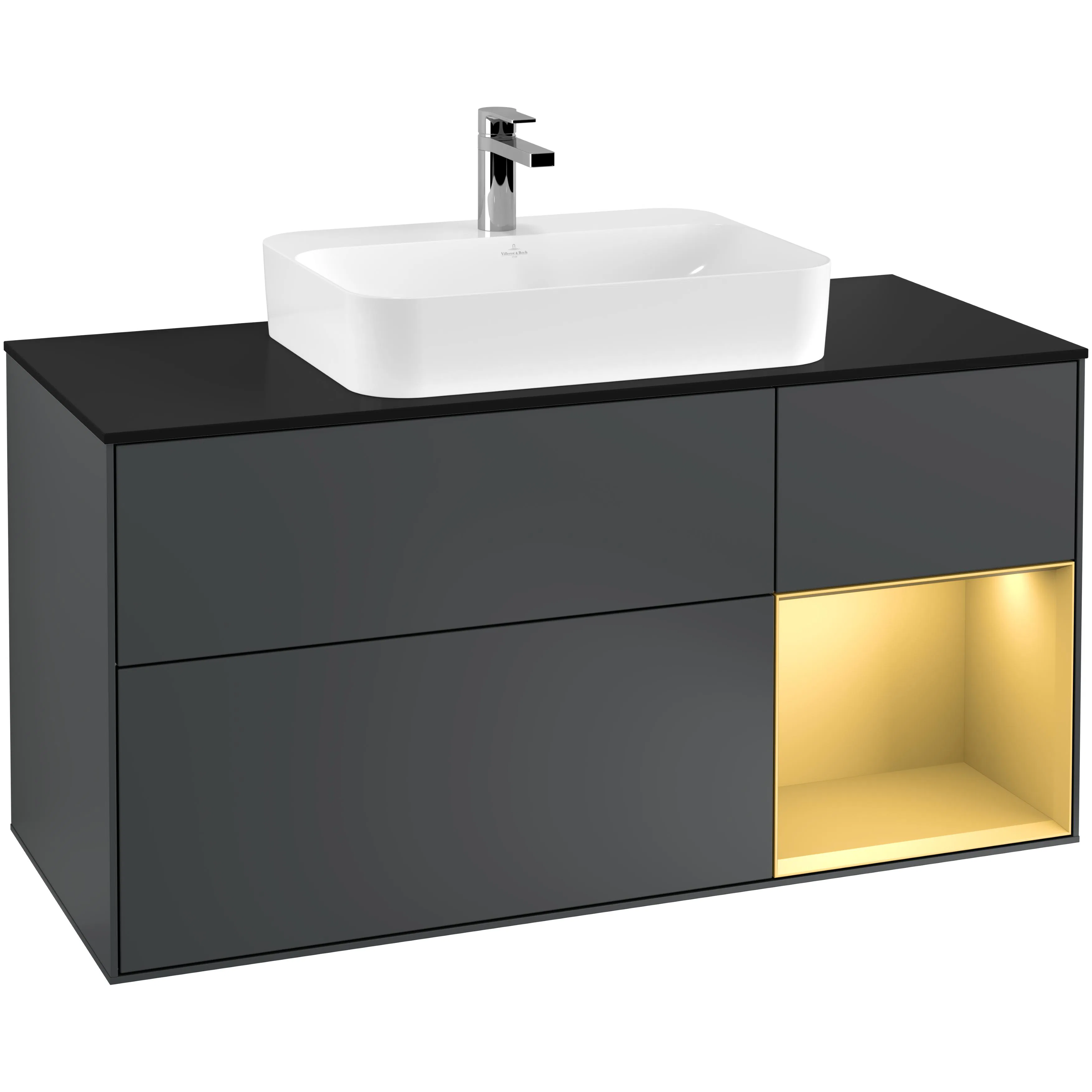 Tvättställsskåp Villeroy & Boch Finion med 3 Lådor Hylla och Bänkskiva för Ytmonterat Tvättställ