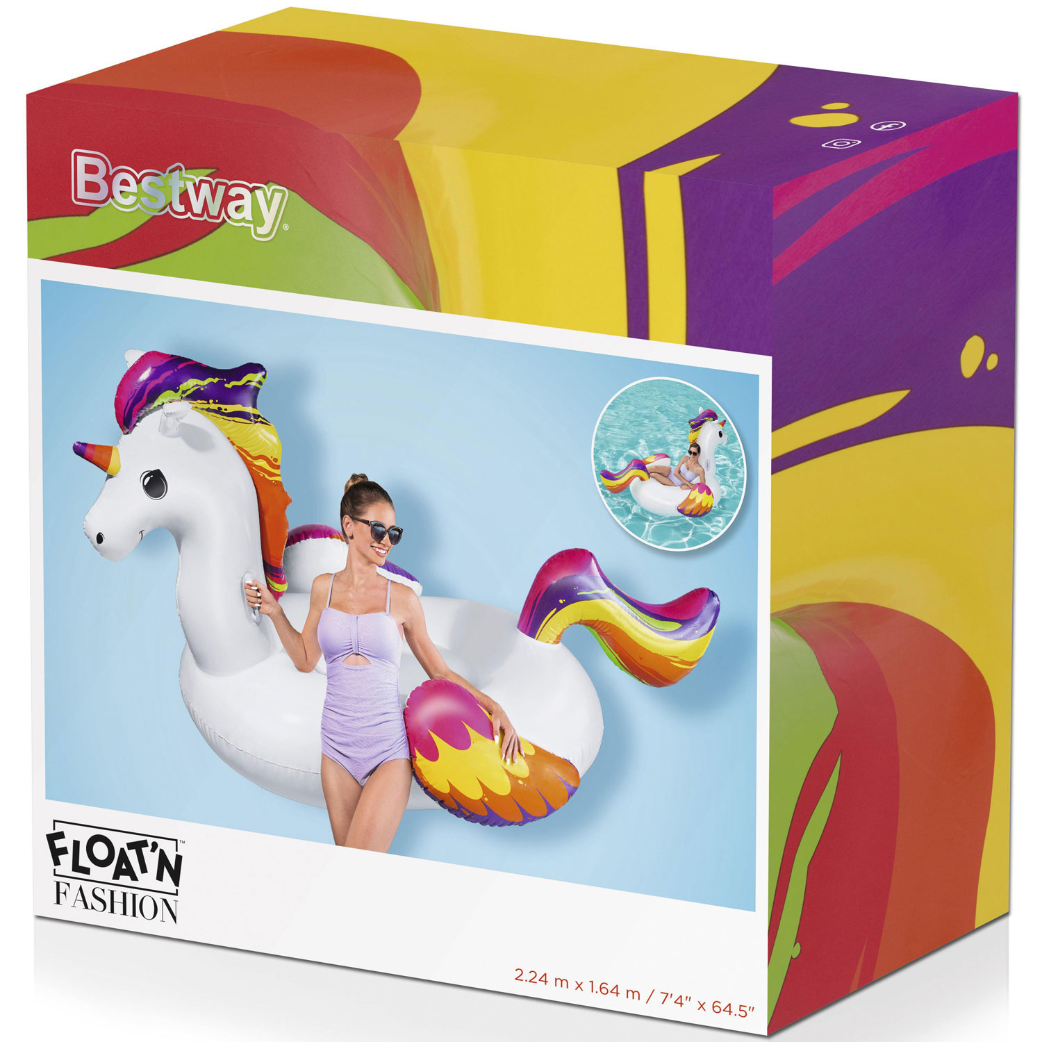 Badmadrass Bestway Supersized Unicorn Ride-On 224 x 164 cm
