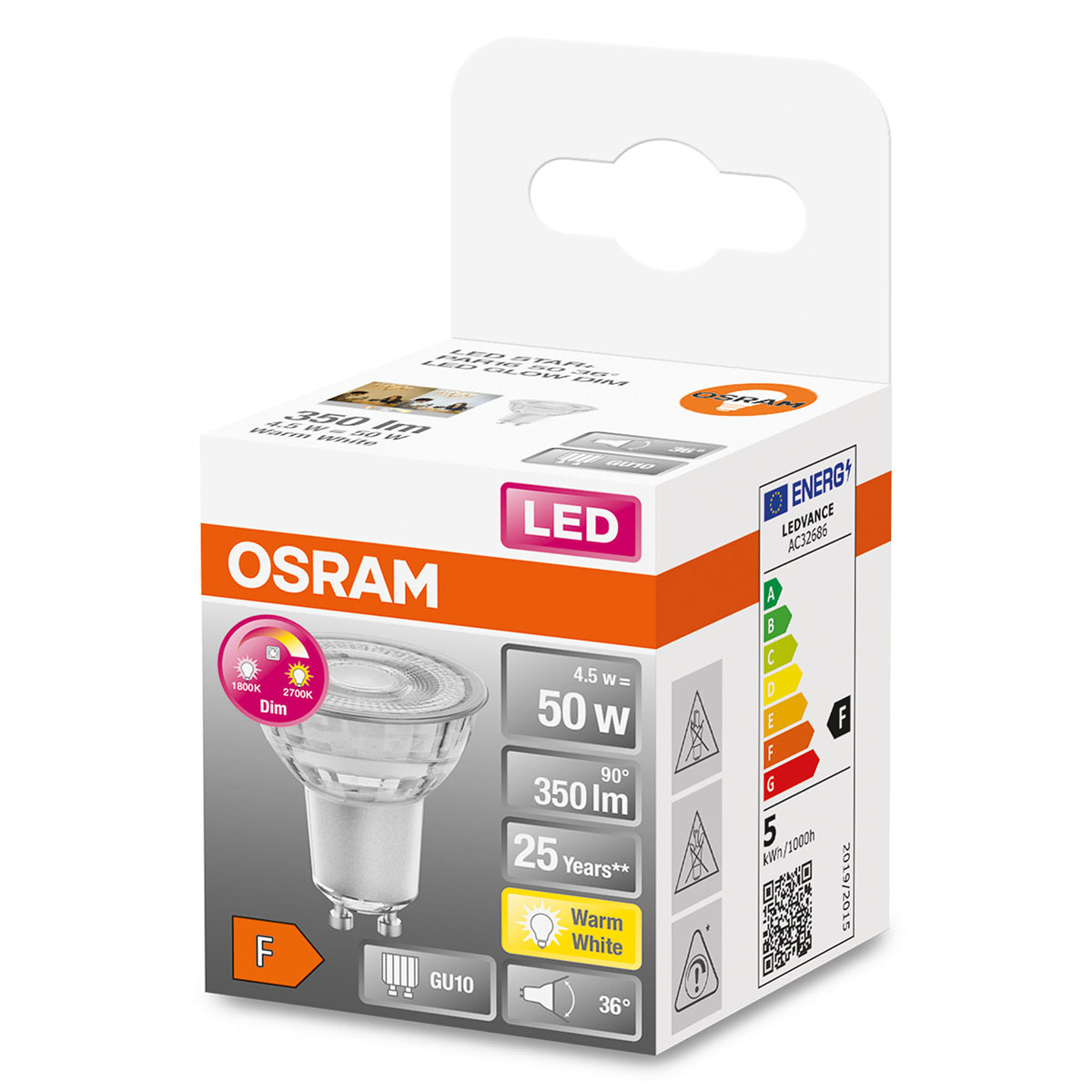 LED-Lampa Osram Par16 (50) Gu10 Dim Glowdim 36gr 827