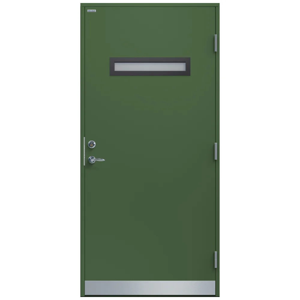 Ytterdörr Fanny Steppat Glas 9x20 NCS S-5020-G30Y, Grön Vä BxH: 90x200 cm, Mossgrön, Vänsterhängd