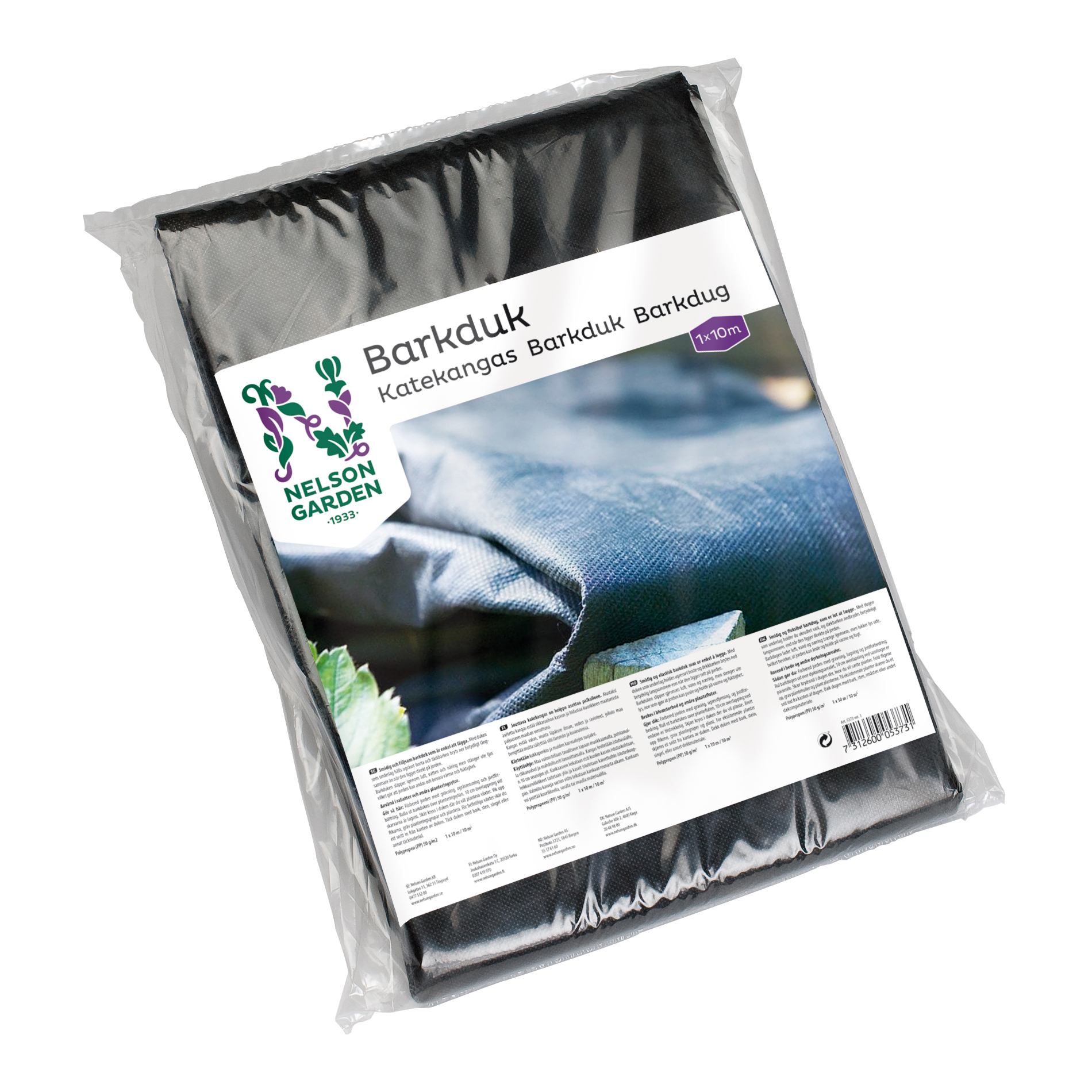 Barkduk Nelson Garden 1x10 m Svart 50g/m2