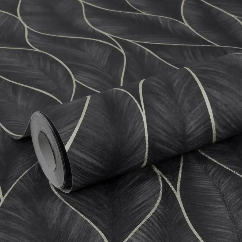 Tapet WOW Subtle Leaves Silver/Blå