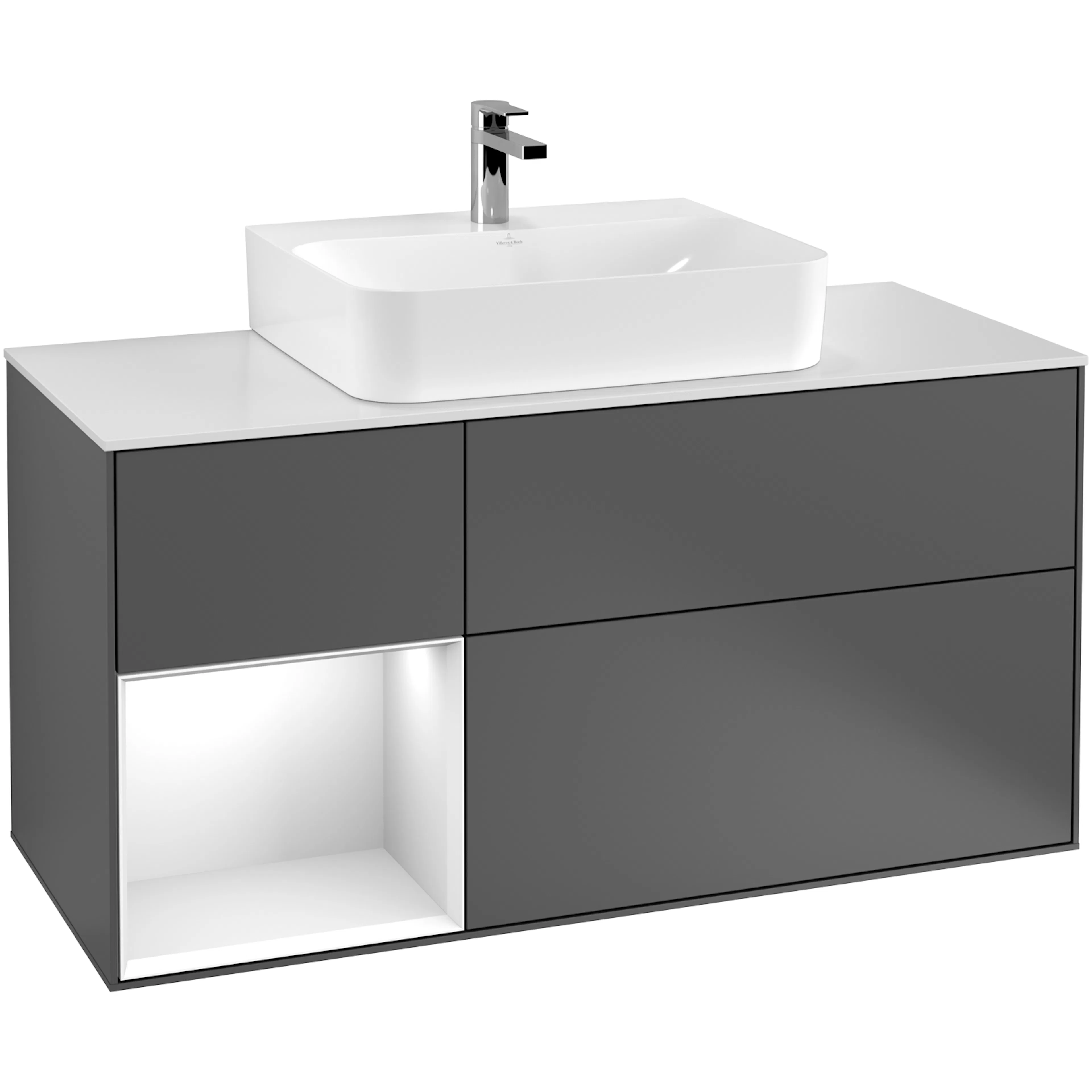 Tvättställsskåp Villeroy & Boch Finion med 3 Lådor Hylla och Bänkskiva för Centrerat Tvättställ