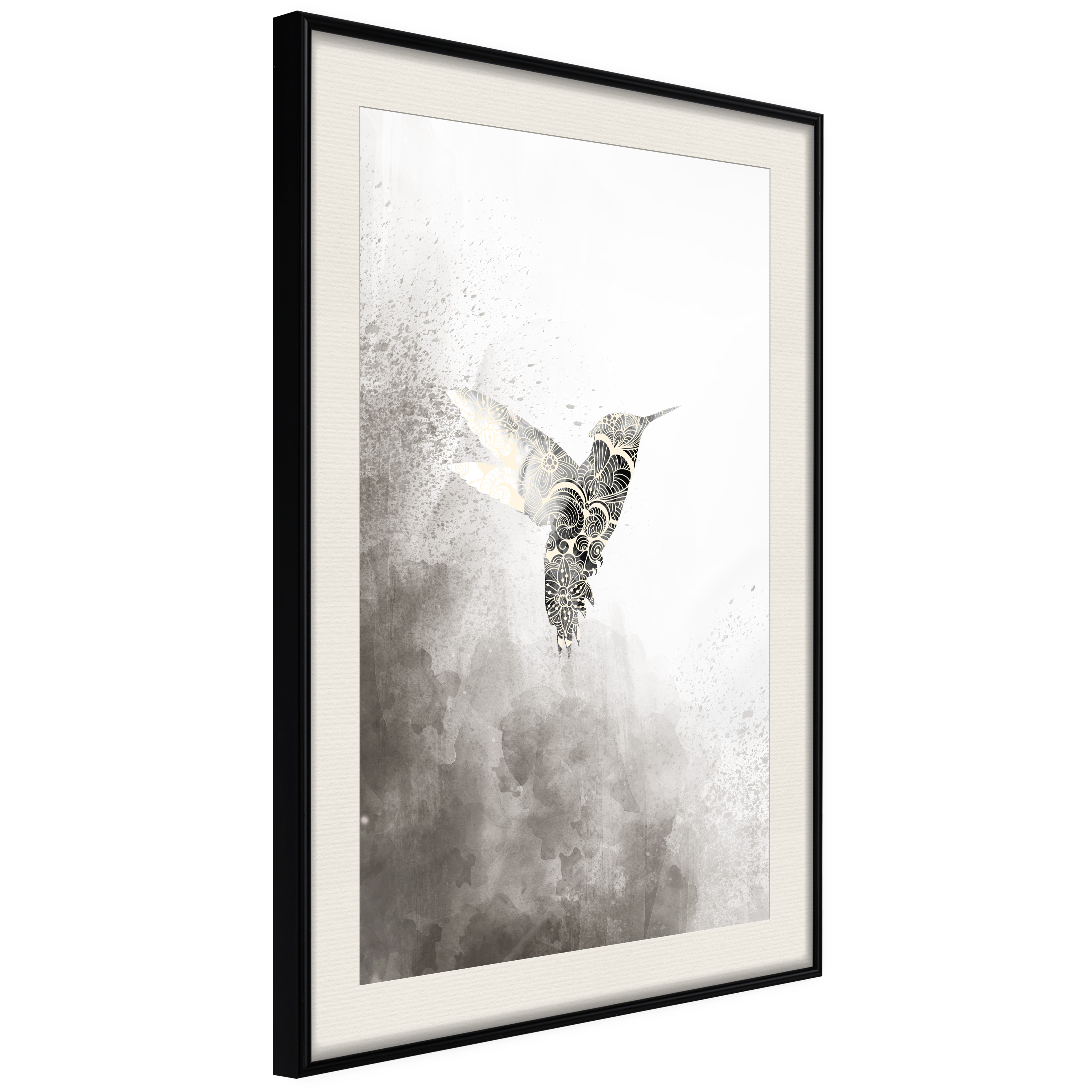 Affisch - Ethnic Hummingbird [Poster] 30x45 Svart ram med passepartout, 30x45 cm