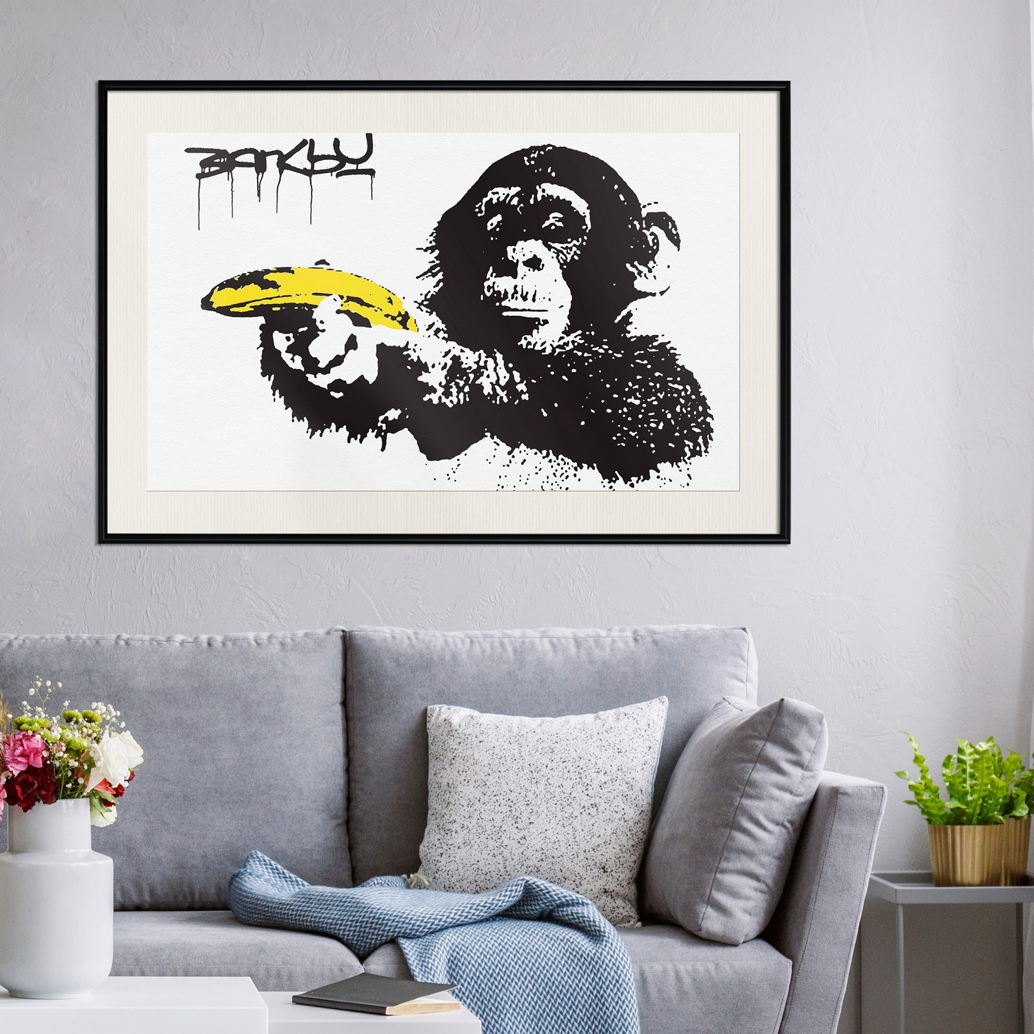 Affisch - Banana Gun [Poster] 45x30 Svart ram med passepartout, 45x30 cm
