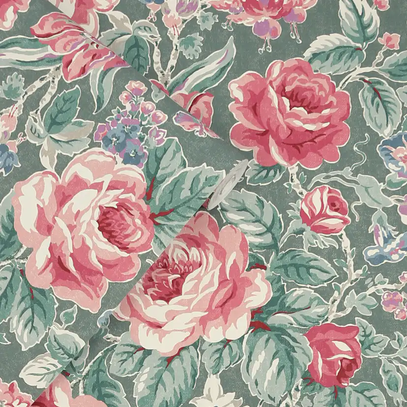 Tapet Laura Ashley Wild Roses Fern Grön 122754