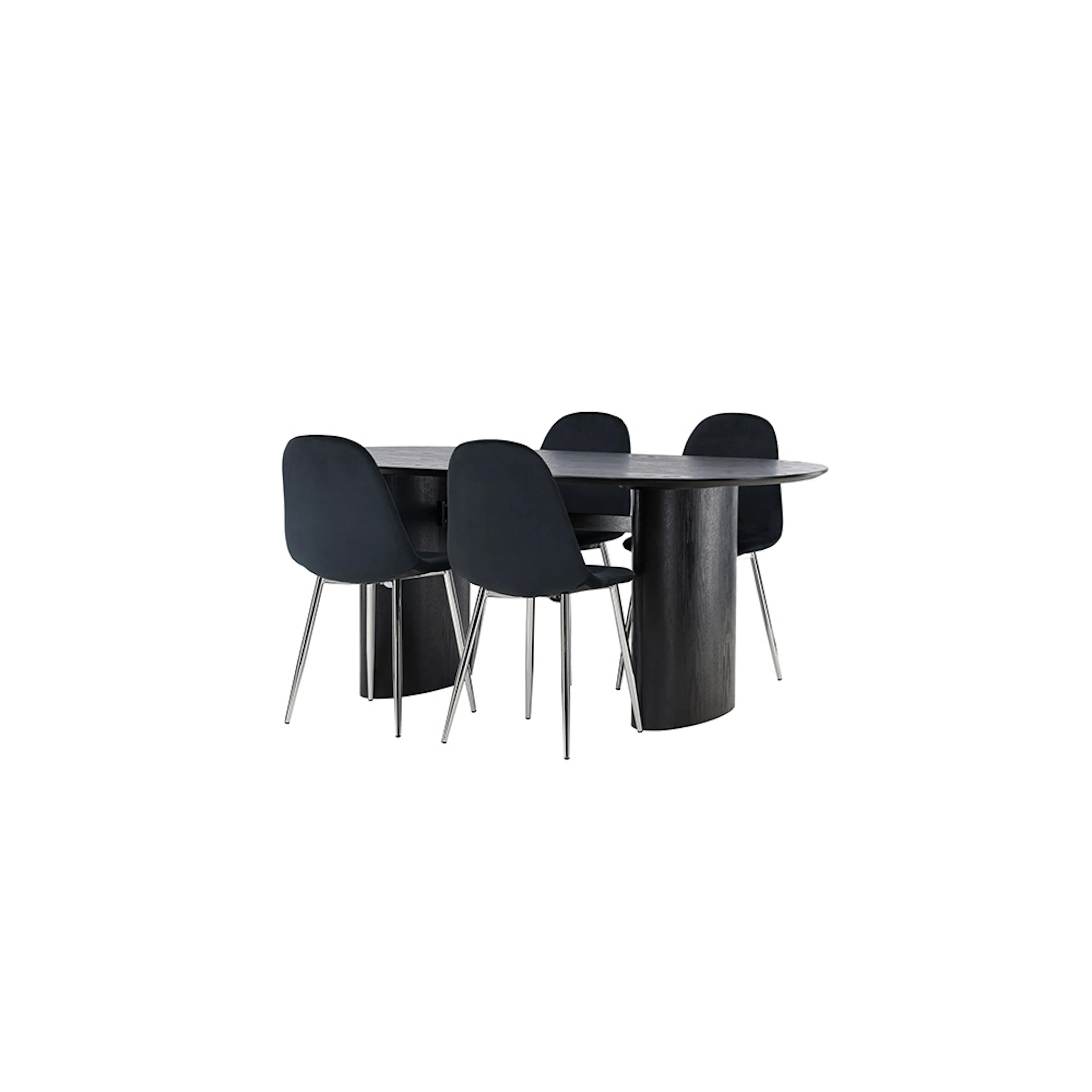 Matgrupp Venture Home Isolde med 4 st Polar stolar Svart/Krom