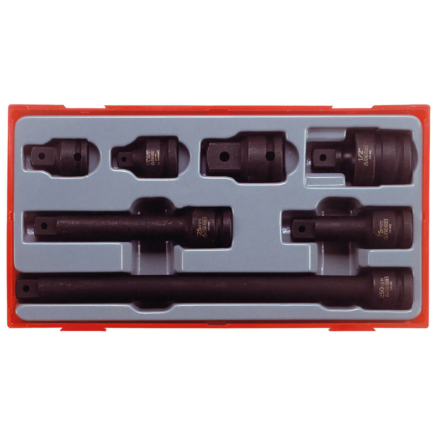 Krafthylsverktygssats 7 delar med 1/2 tum fyrkantsfäste Teng Tools TT9207