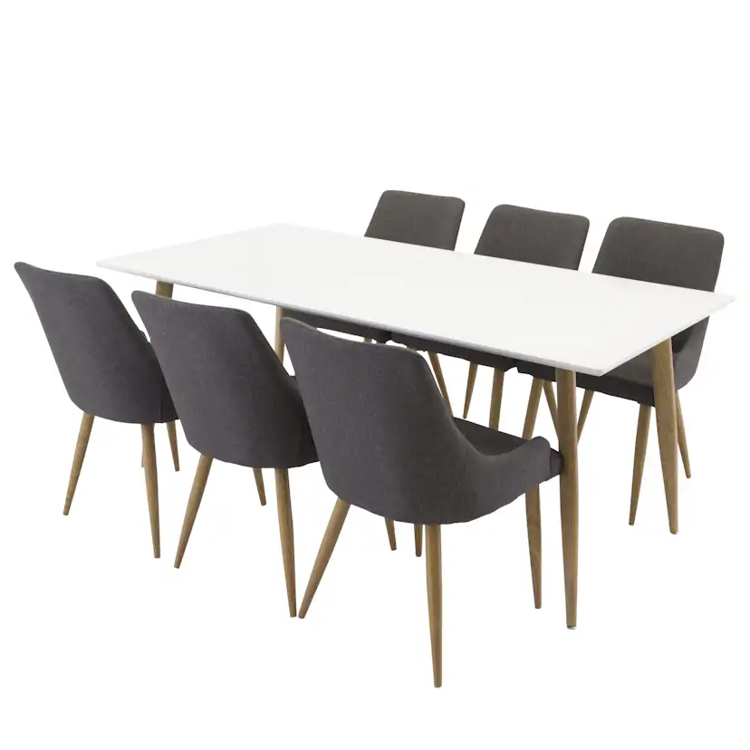 Matgrupp Venture Home Pobbie med 6 Plake Stolar