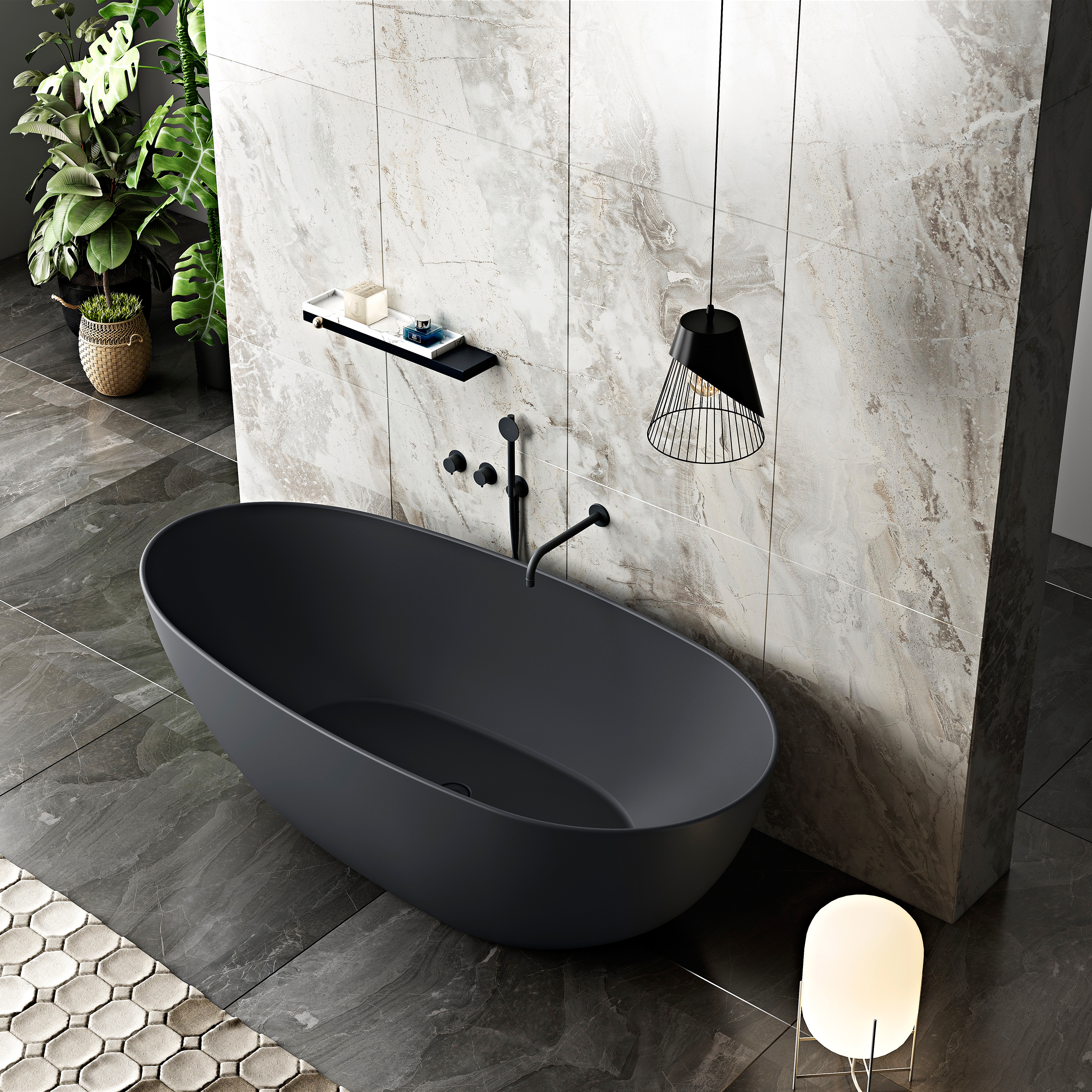 Badkar Bathlife Klok Svart