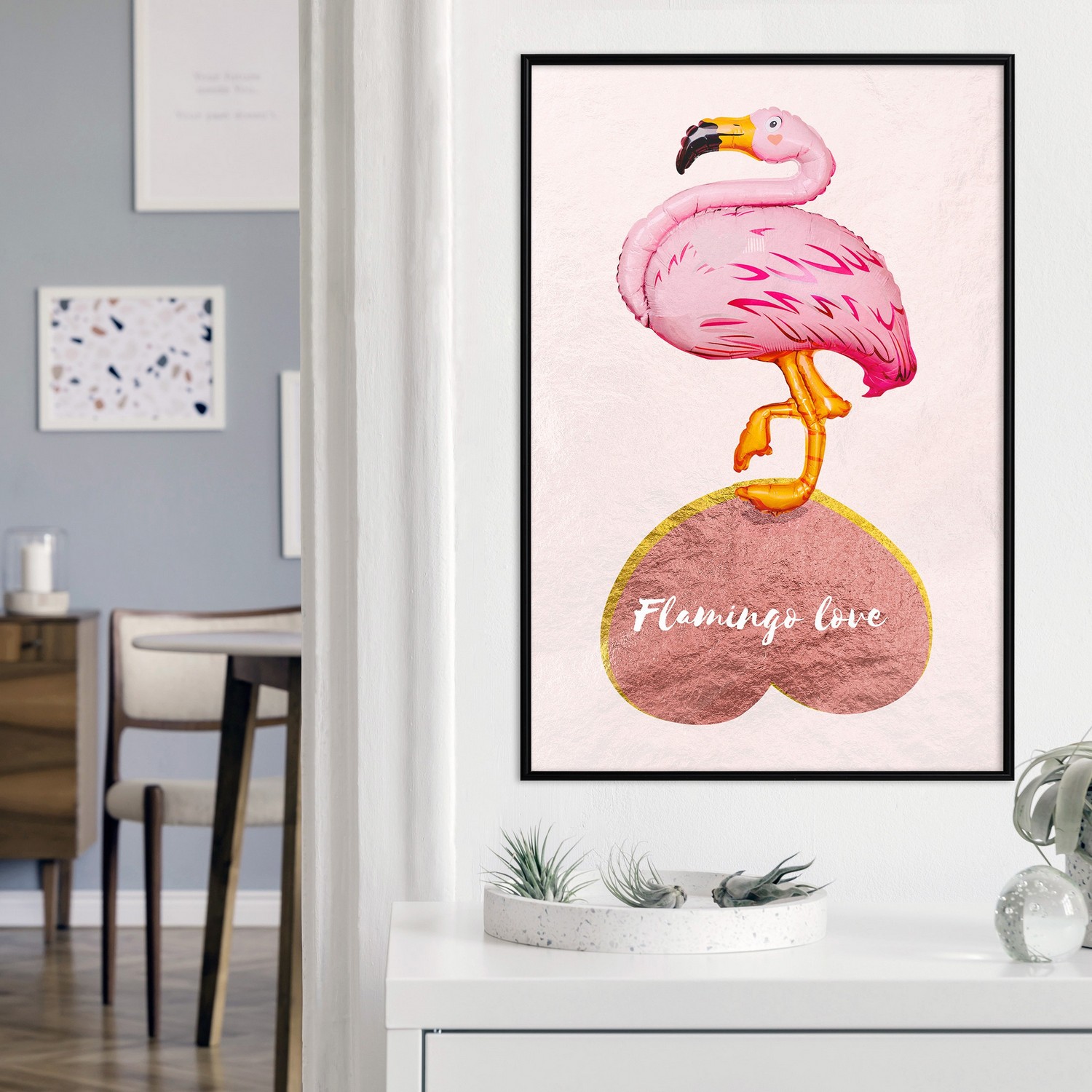 Poster Artgeist Affisch Flamingo in Love
