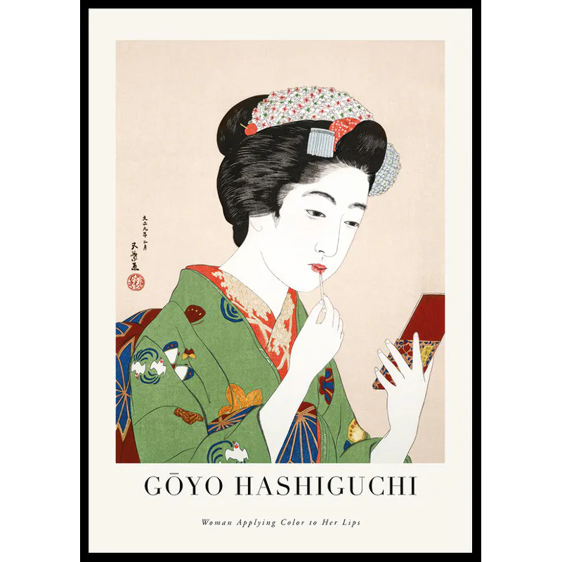 Poster Gallerix Woman Applying Color To Her Lips By Goyō Hashiguchi