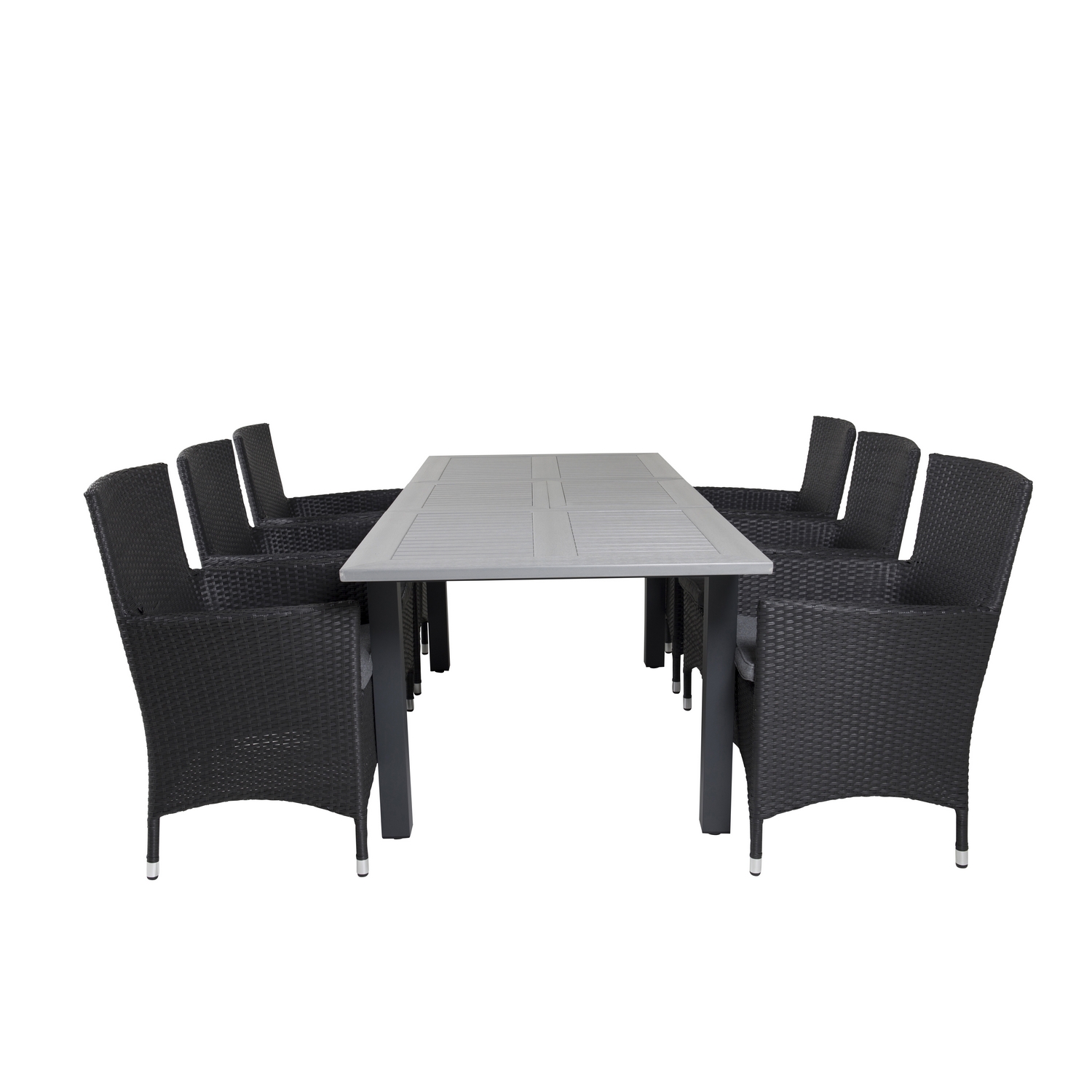 Albany Dining Table 160/240*100 - Svart Alu / Grey Aintwood+ Svart/Grå
