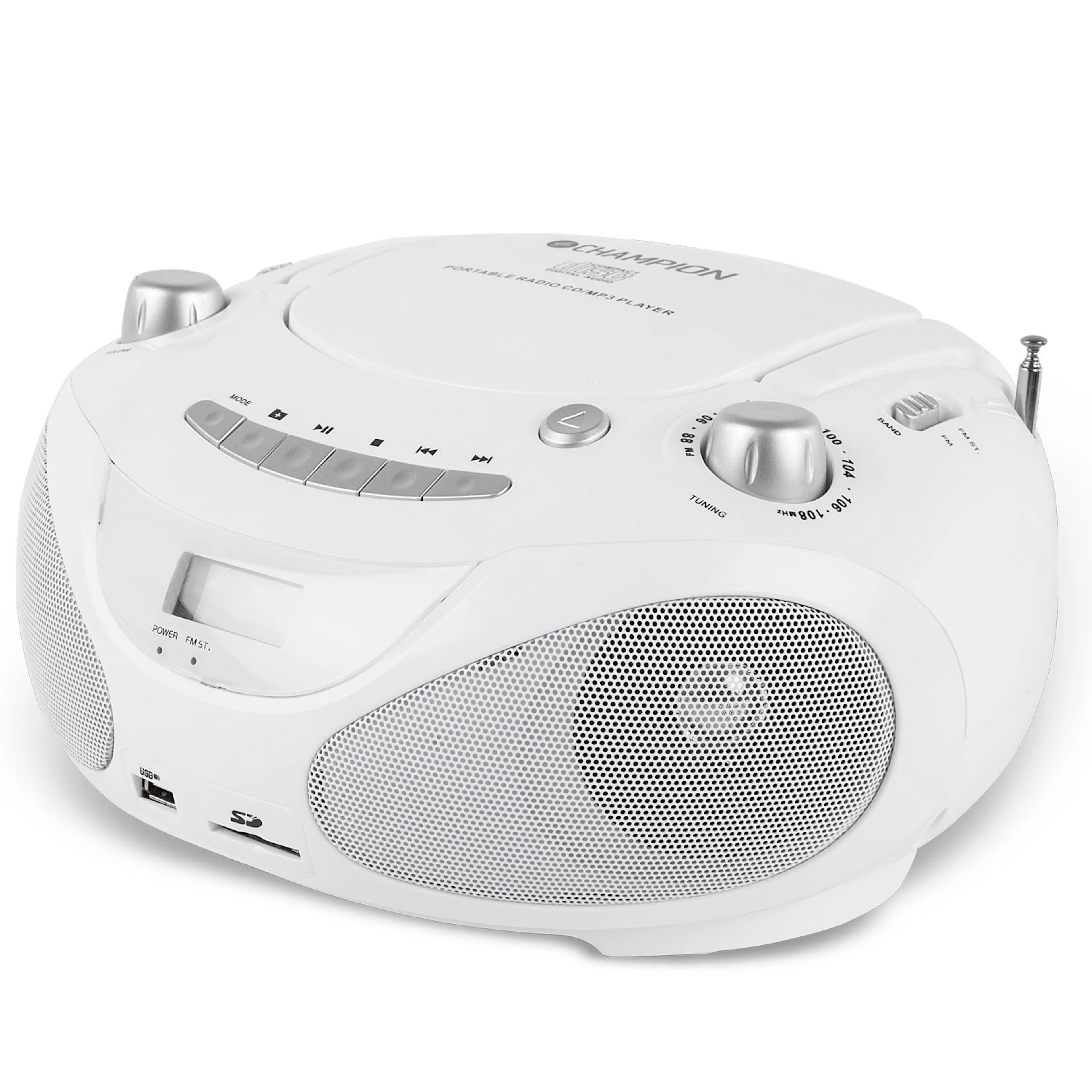 Boombox Champion CD/Radio/MP3/USB White