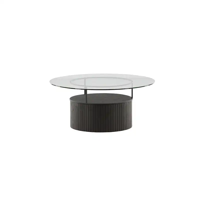 Soffbord Venture Home Bovall Runt Vardagsrumsbord i Svart Ask & Glas