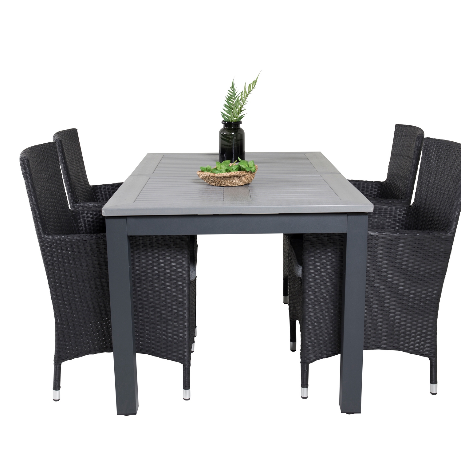 Albany Dining Table 160/240*100 - Svart Alu / Grey Aintwood+ Svart/Grå