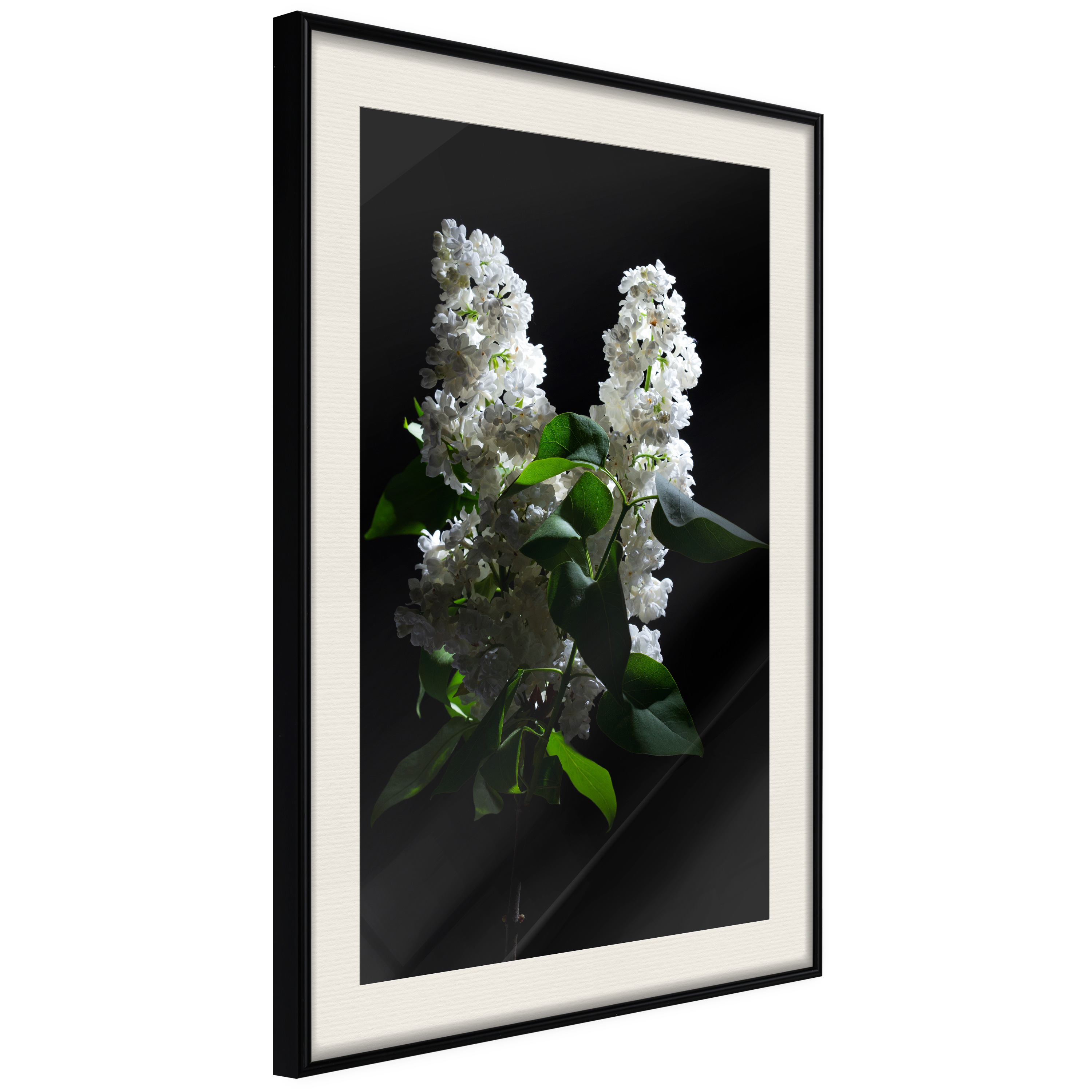 Affisch - Lilacs at Night [Poster] 30x45 Svart ram med passepartout, 30x45 cm