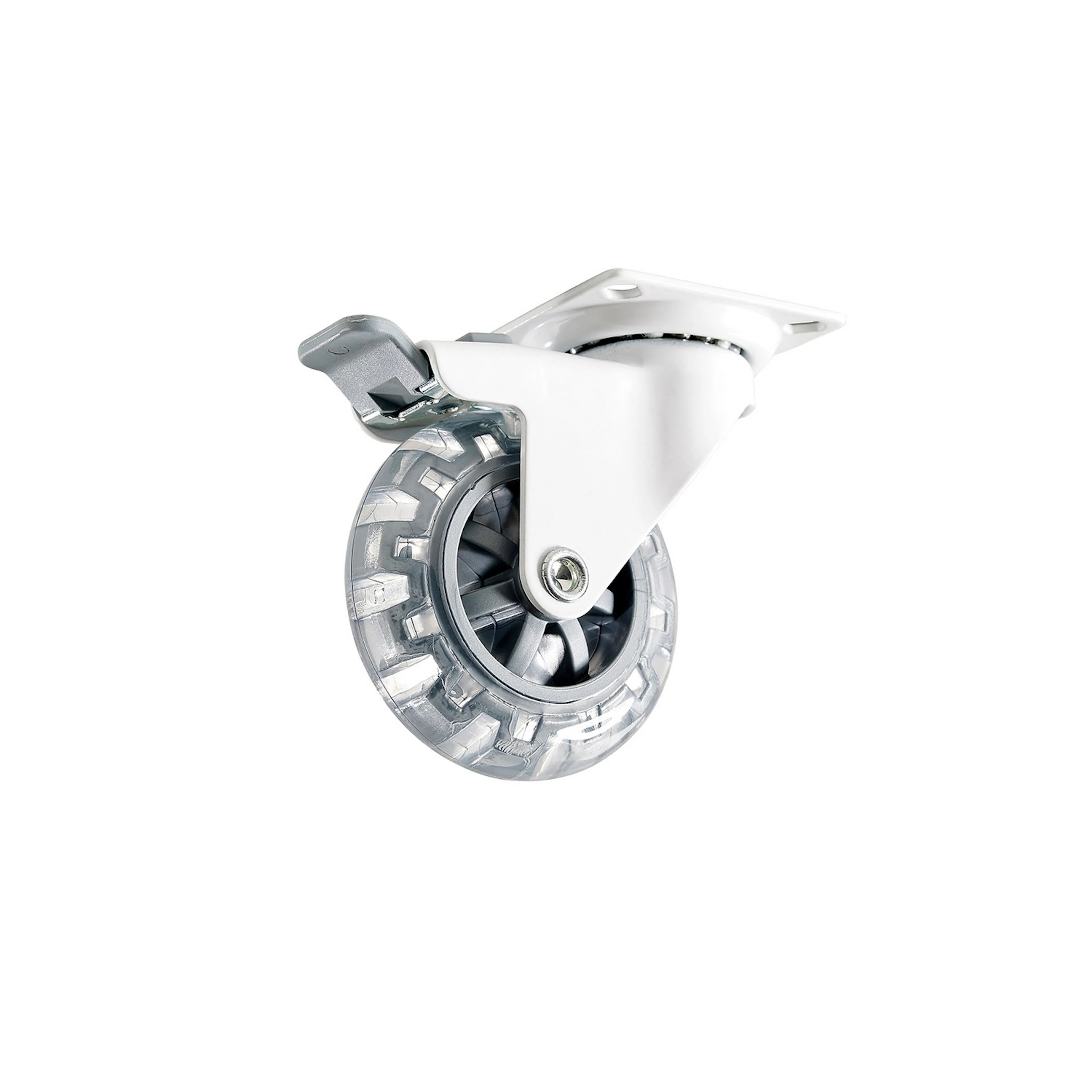 Möbelhjul Habo 4107 med broms 75mm Vit Vit