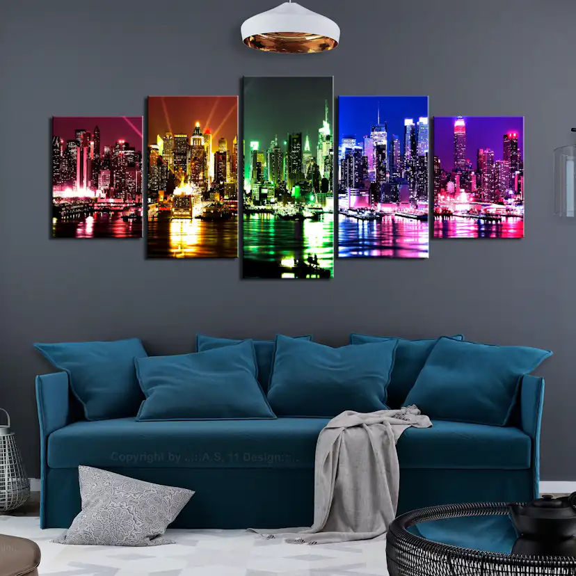 Tavla Arkiio Rainbow New York Wide 5 delar 225x100