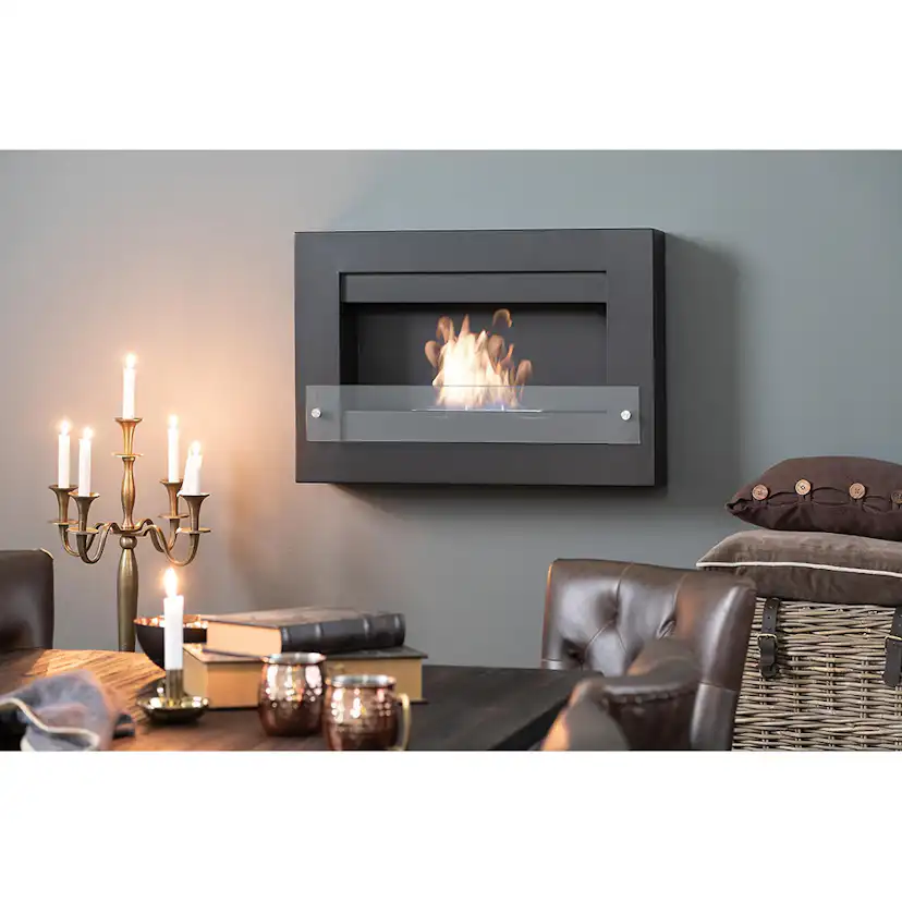 Braskamin Arkiio Vitalis Etanolkamin Vägghängd 78 cm Svart/Stål Bioetanol