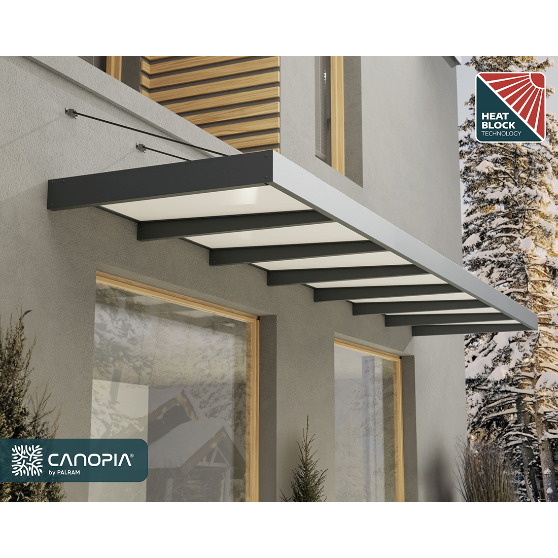 Entrétak Canopia by Palram Sophia XL Grå Klar 1,4 X 7 m