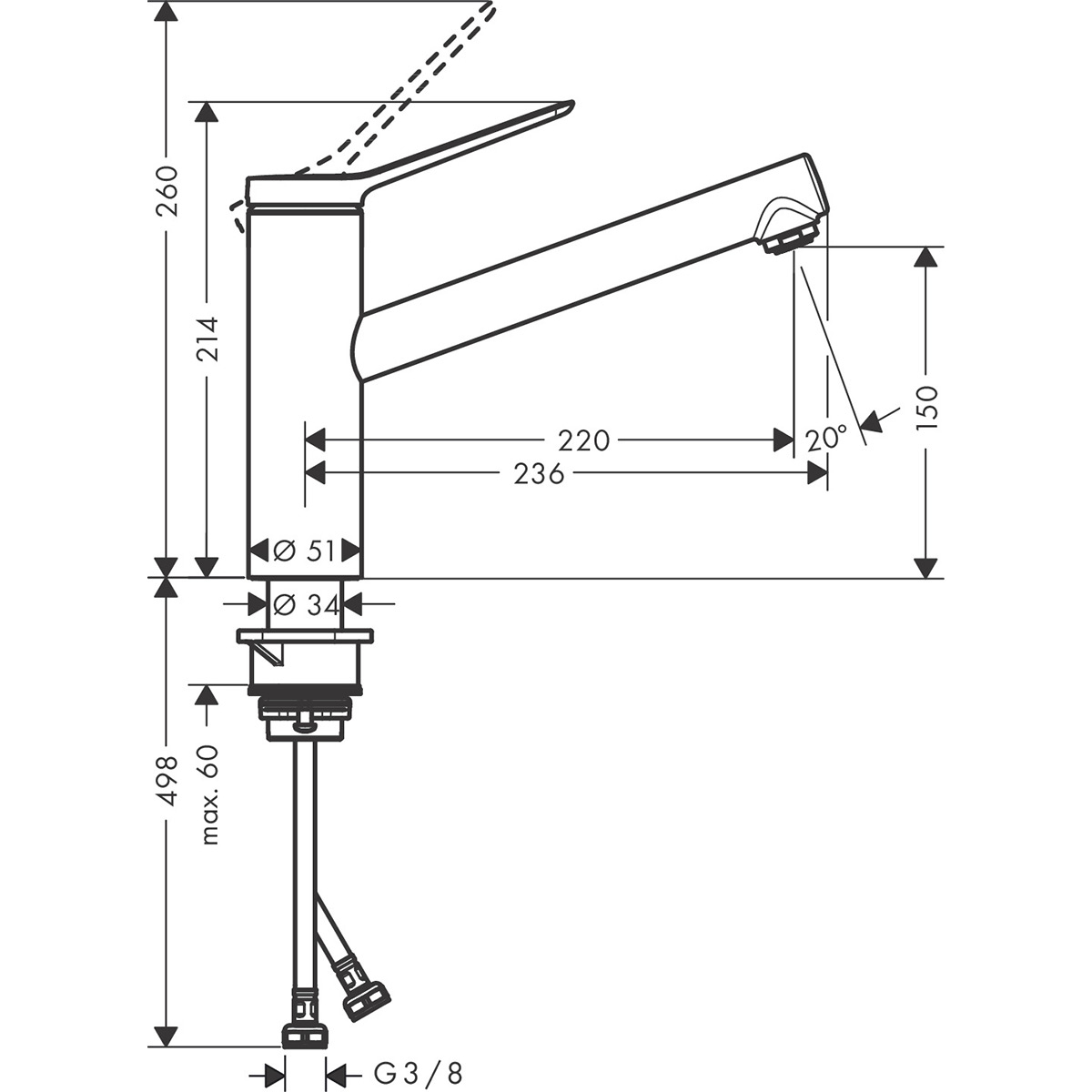 Köksblandare Hansgrohe Zesis M33 150 1Jet