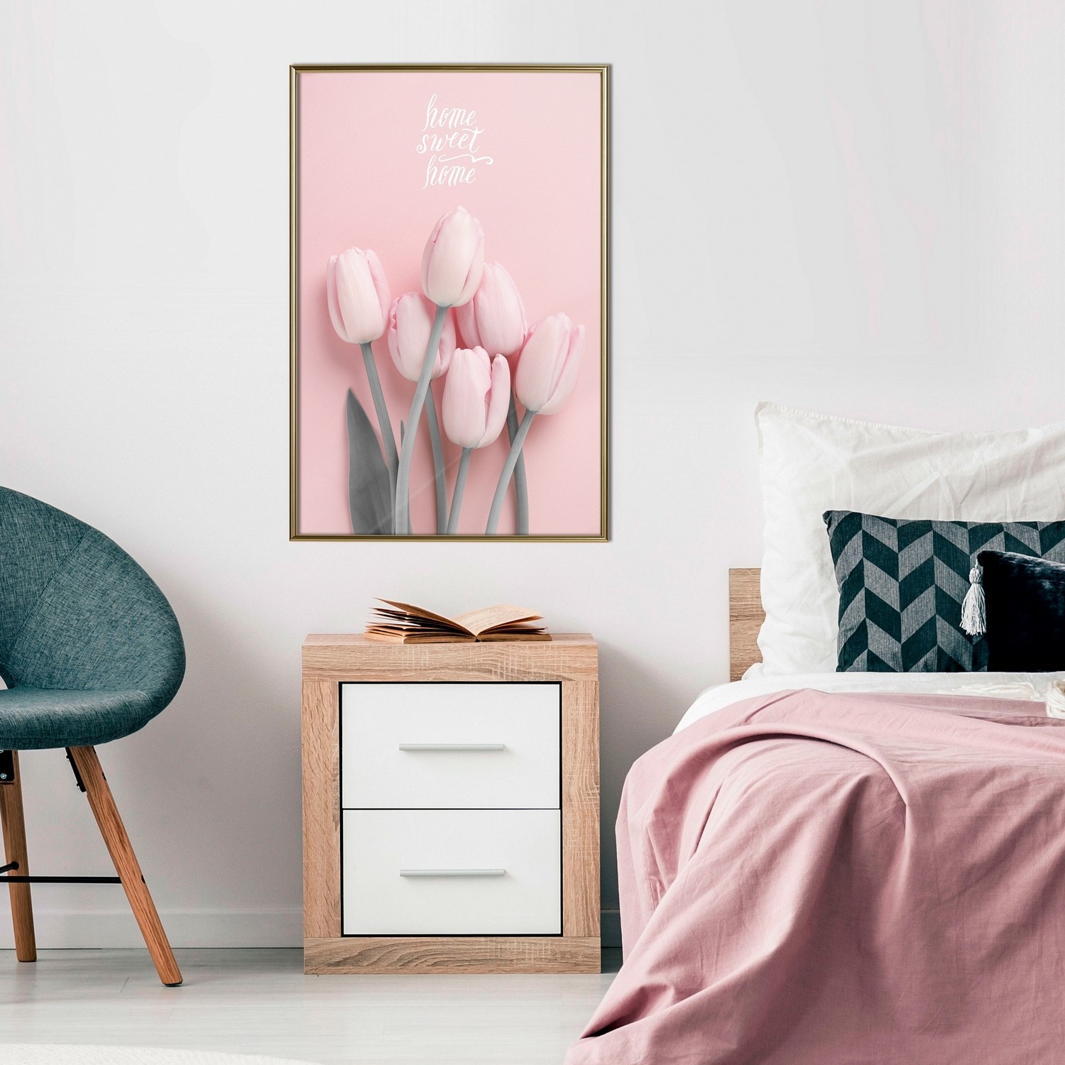 Affisch - Six Tulips [Poster] 20x30 Guld ram, 20x30 cm