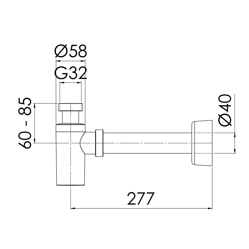 Vattenlåssats Purus Design Vägg G32xØ40 Krom