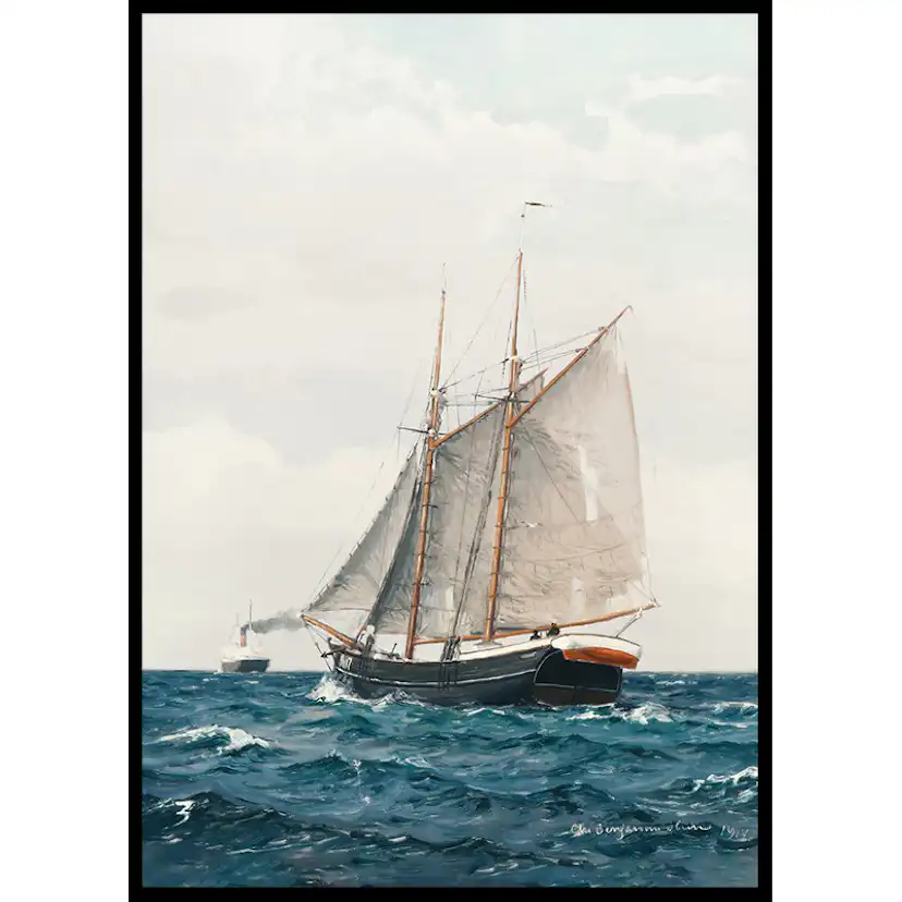 Poster Gallerix Marine Med Sejlskib Og Dampskib By Benjamin Olsen