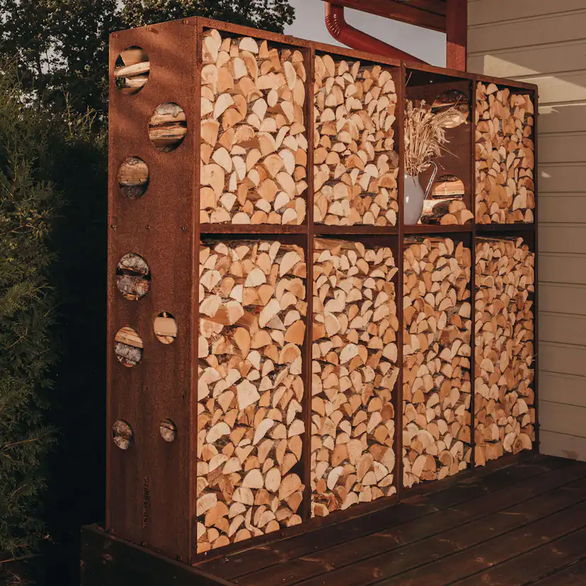 Vedförvaring GrillSymbol Cortenstål Wood-Wall-L