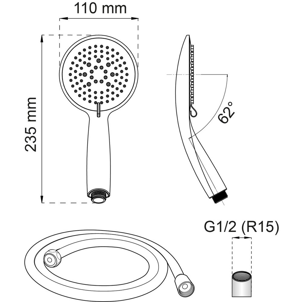 Duschpaket Habo Dahlia 3-strålval Krom