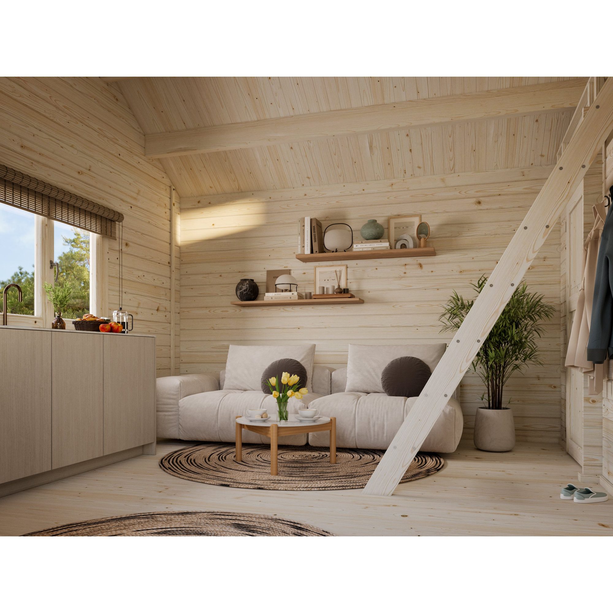 Attefallshus Palmako Sandra 29,9 m² Komplett Stuga med Sadeltak