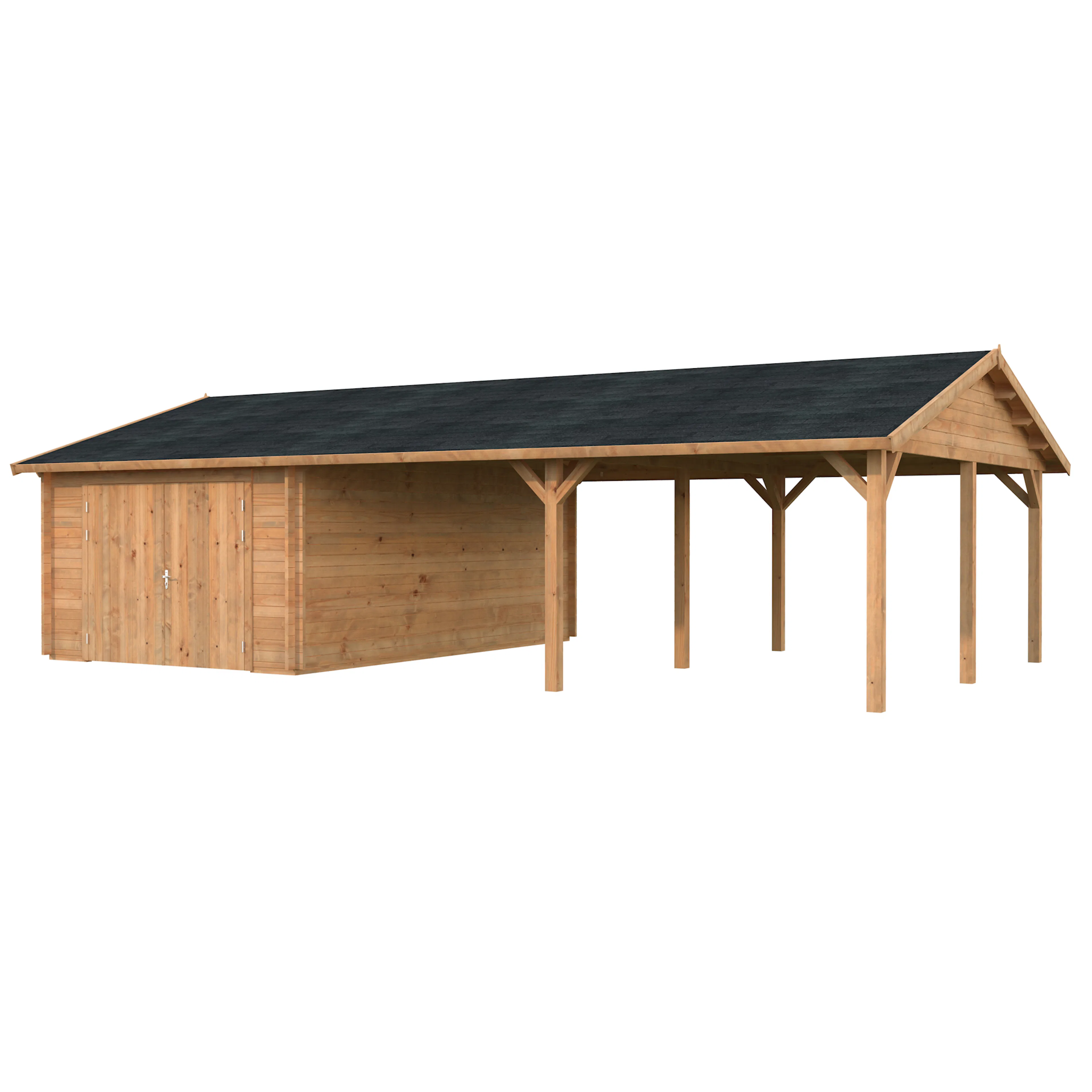 Roger 19,0+33,2 m2 with wooden gate BNDIP Impregnerad brun