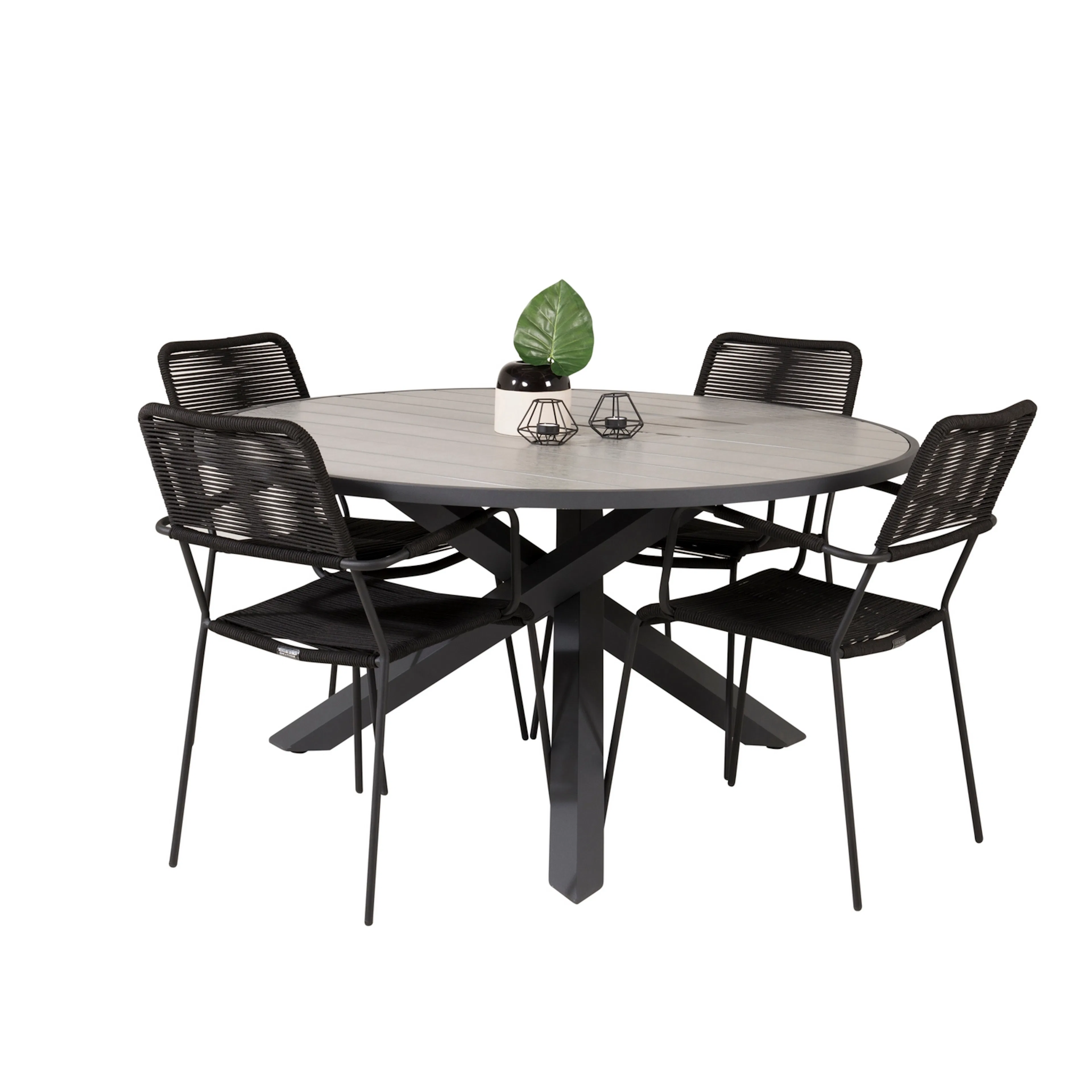 Matgrupp Venture Home Pincy Ø140 med 4 Leon Karmstolar