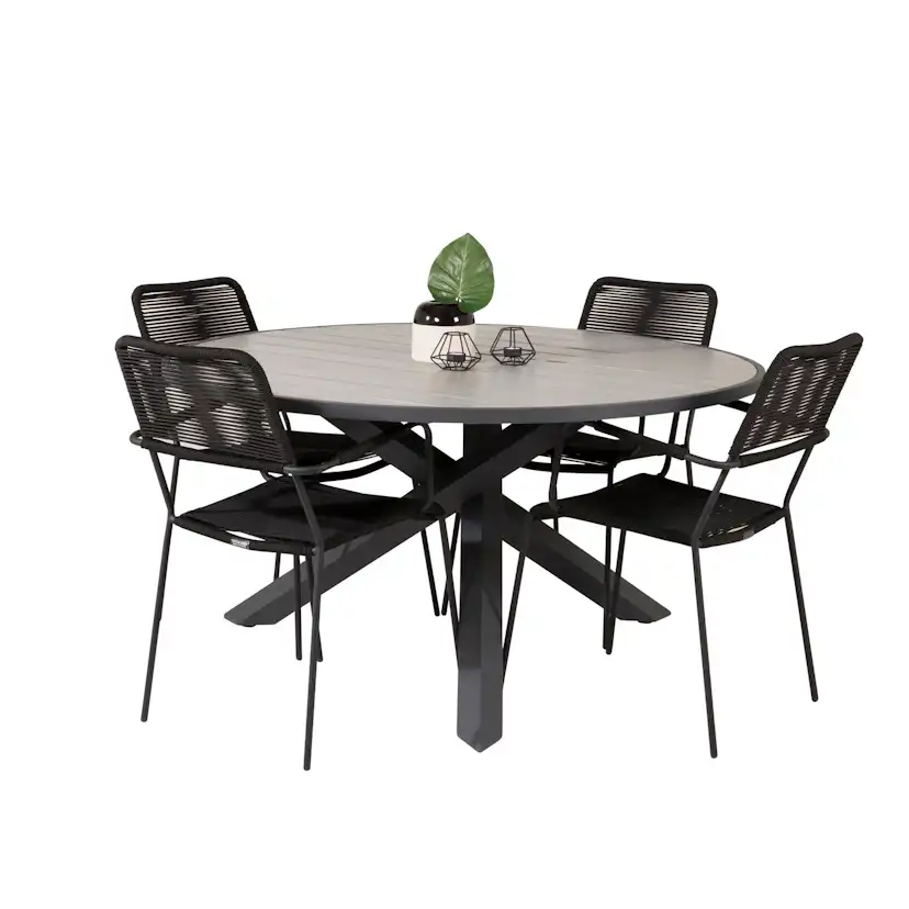 Matgrupp Venture Home Pincy Ø140 med 4 Leon Karmstolar