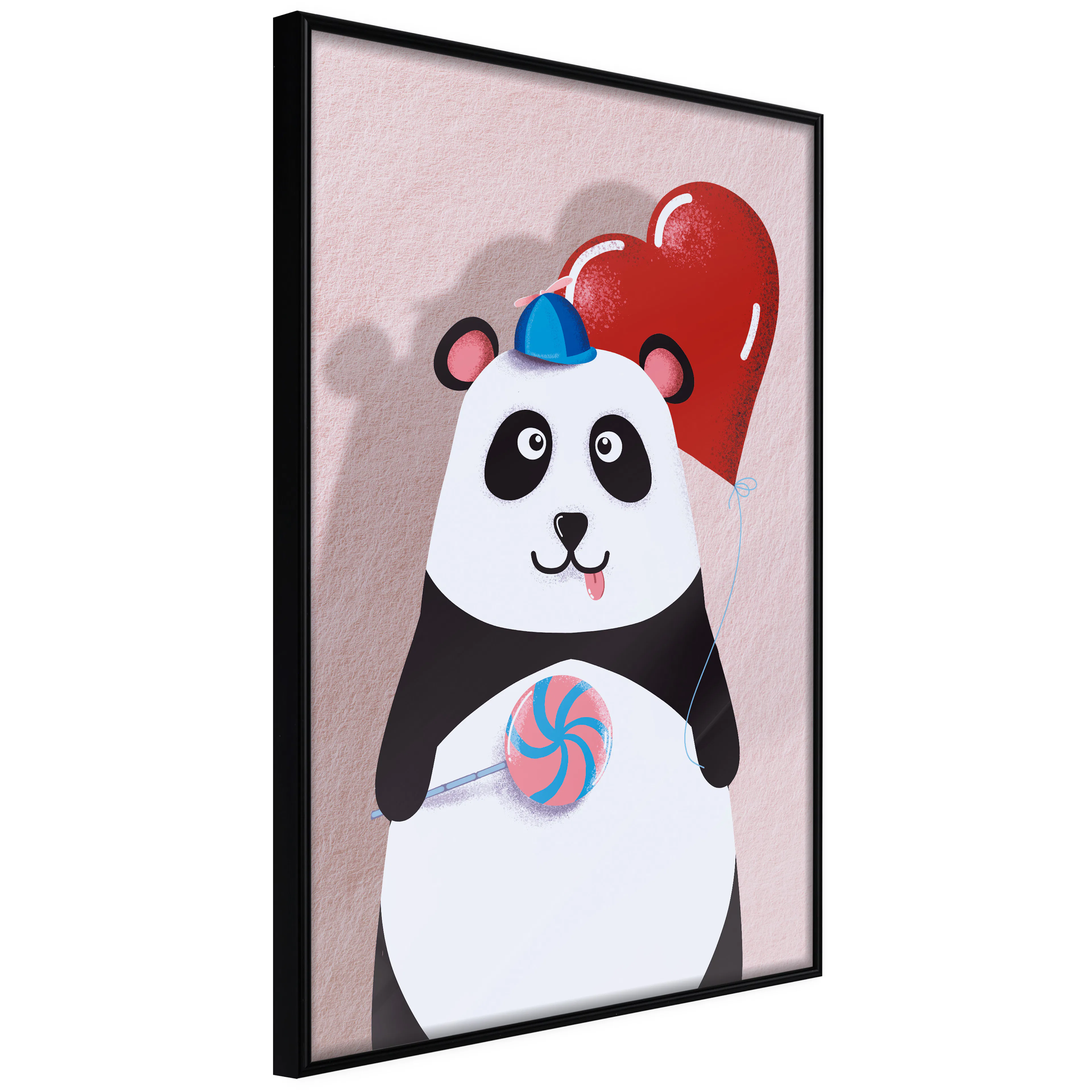 Affisch - Panda with a Balloon [Poster] 40x60 Svart ram, 40x60 cm