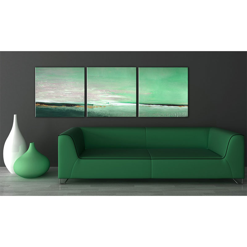 Handmålad Tavla Arkiio  SeaGrön Kust 150x50