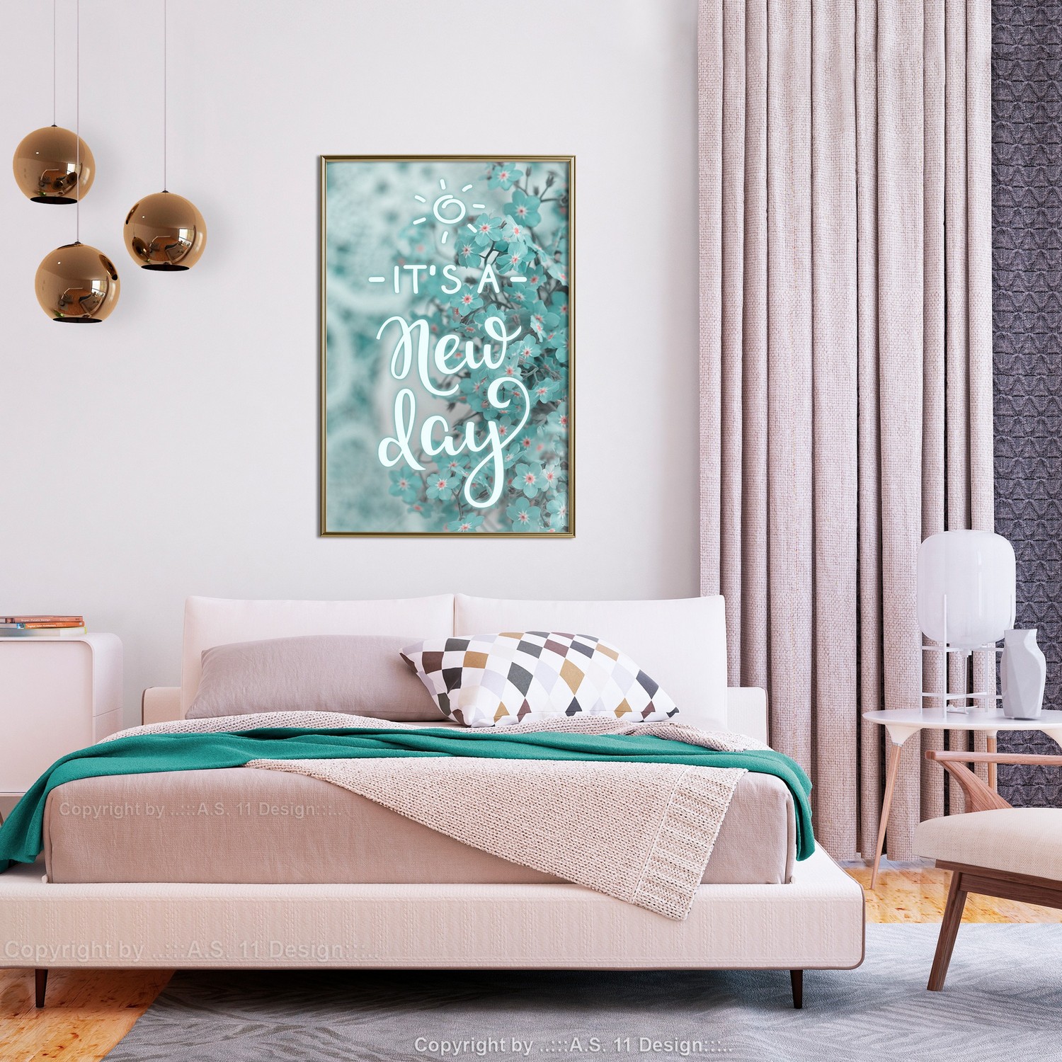 Affisch - It's a New Day [Poster] 40x60 Guld ram, 40x60 cm