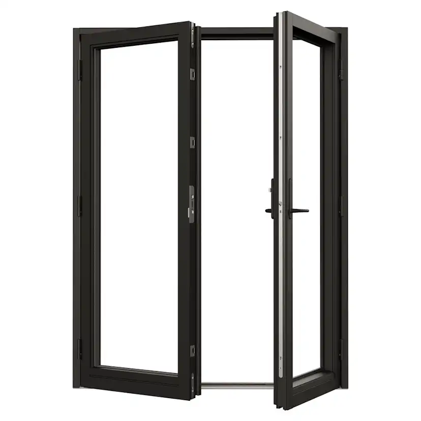 Parfönsterdörr NorDan NTech Helglasad Aluminium BlackLine Svart
