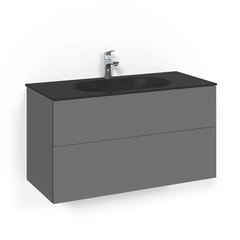 Tvättställsskåp Macro Design Crown Push Open Med Glastvättställ
