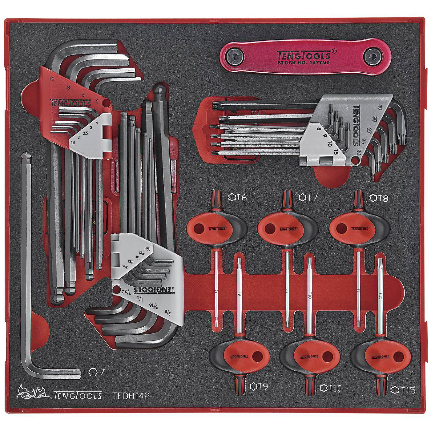 TX- och sexkantnyckelsats 42 delar Teng Tools TEDHT42