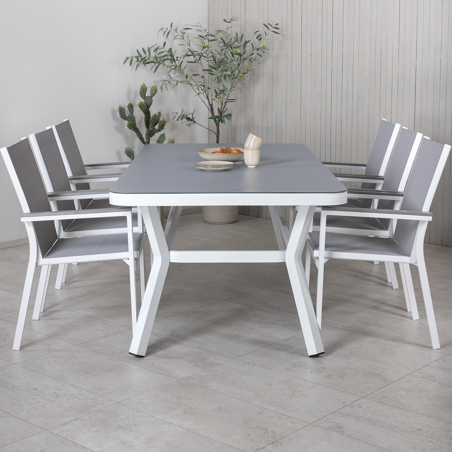 Matgrupp Utomhus Venture Home Virya 160x90 med 6 Parma Trädgårdsstolar